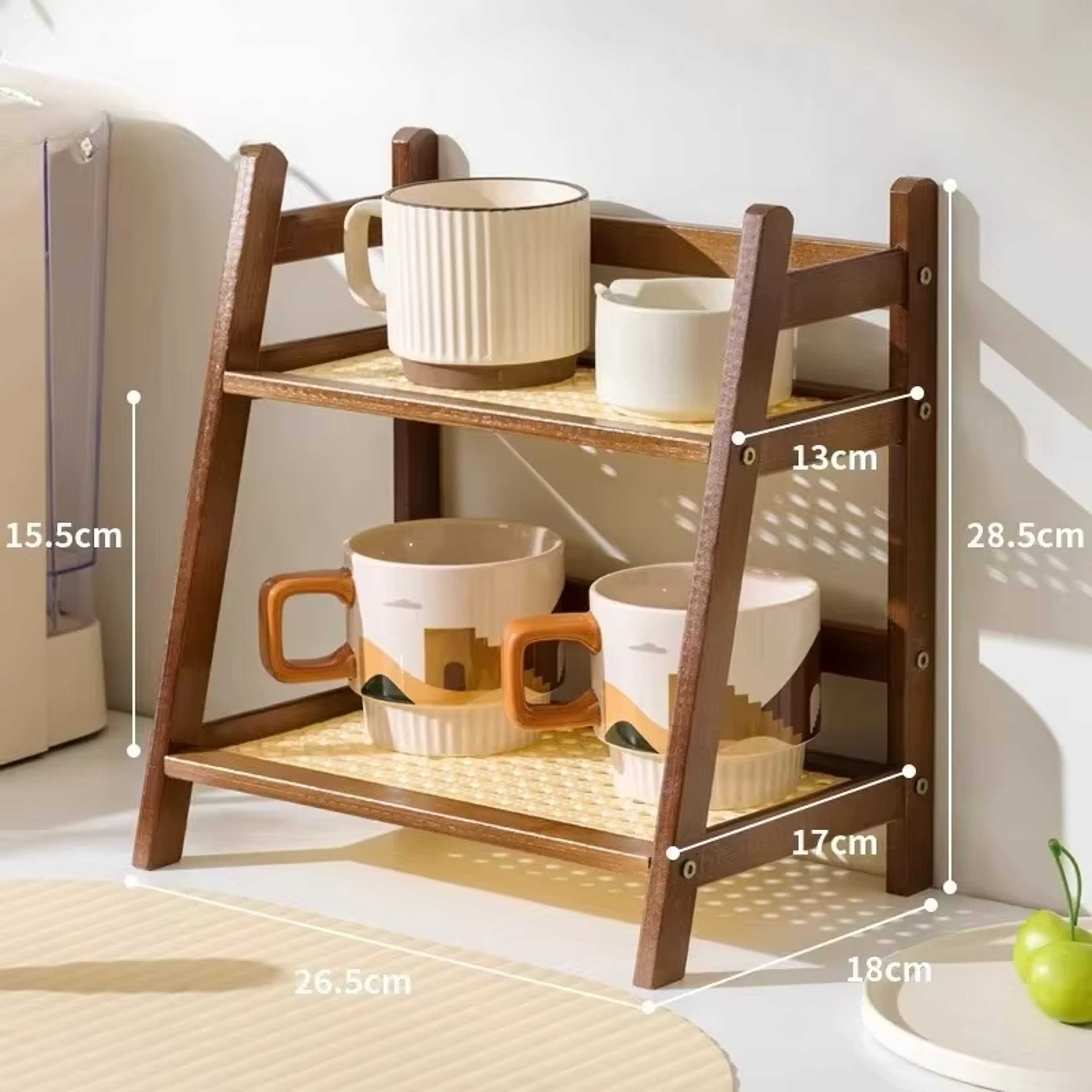 Rustic Bamboo Countertop Organizer Tier Storage Rack For Kitchen Bathroom  Vanity 1