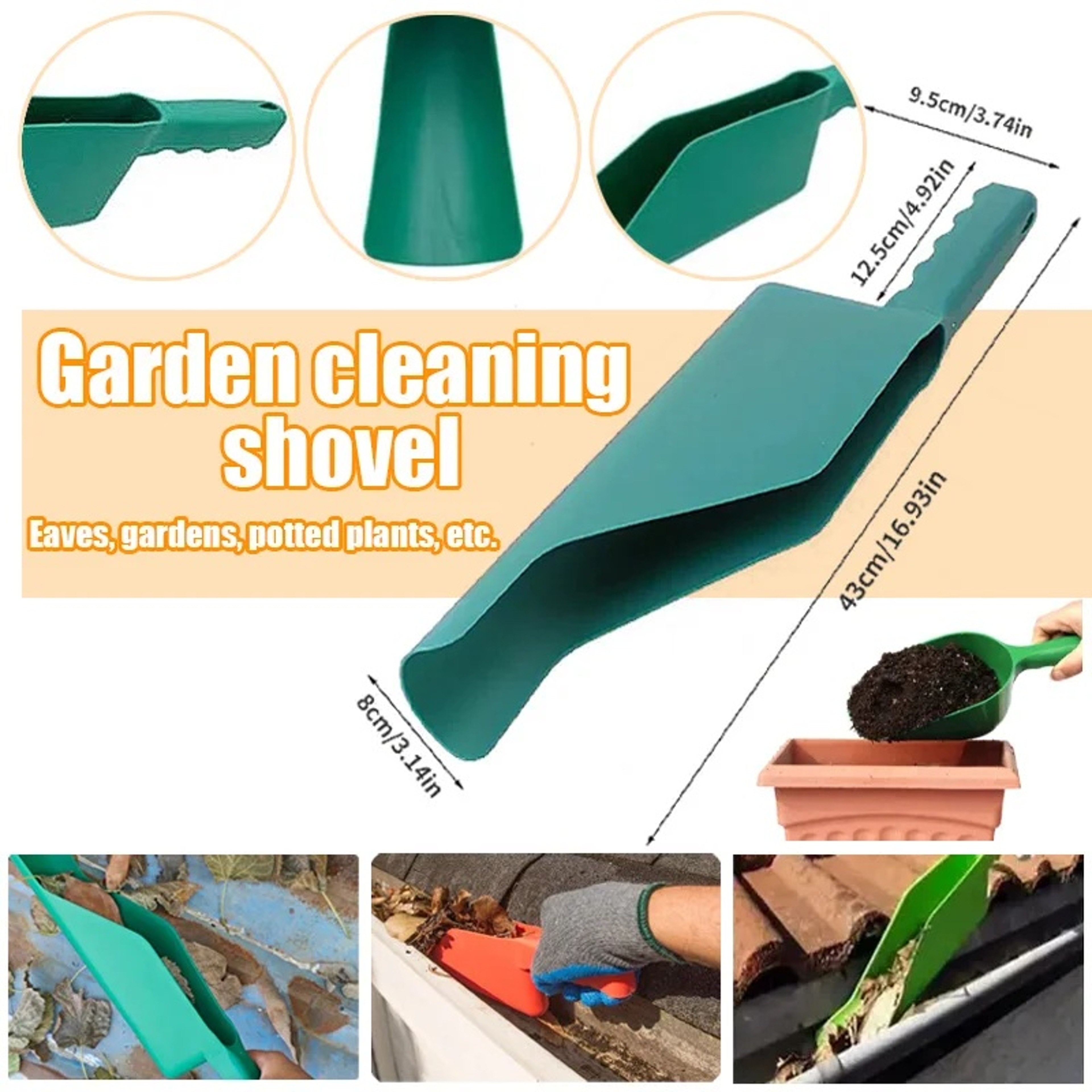 Flex Fit Gutter Cleaning Scoop Leaf And Debris Removal Tool 4