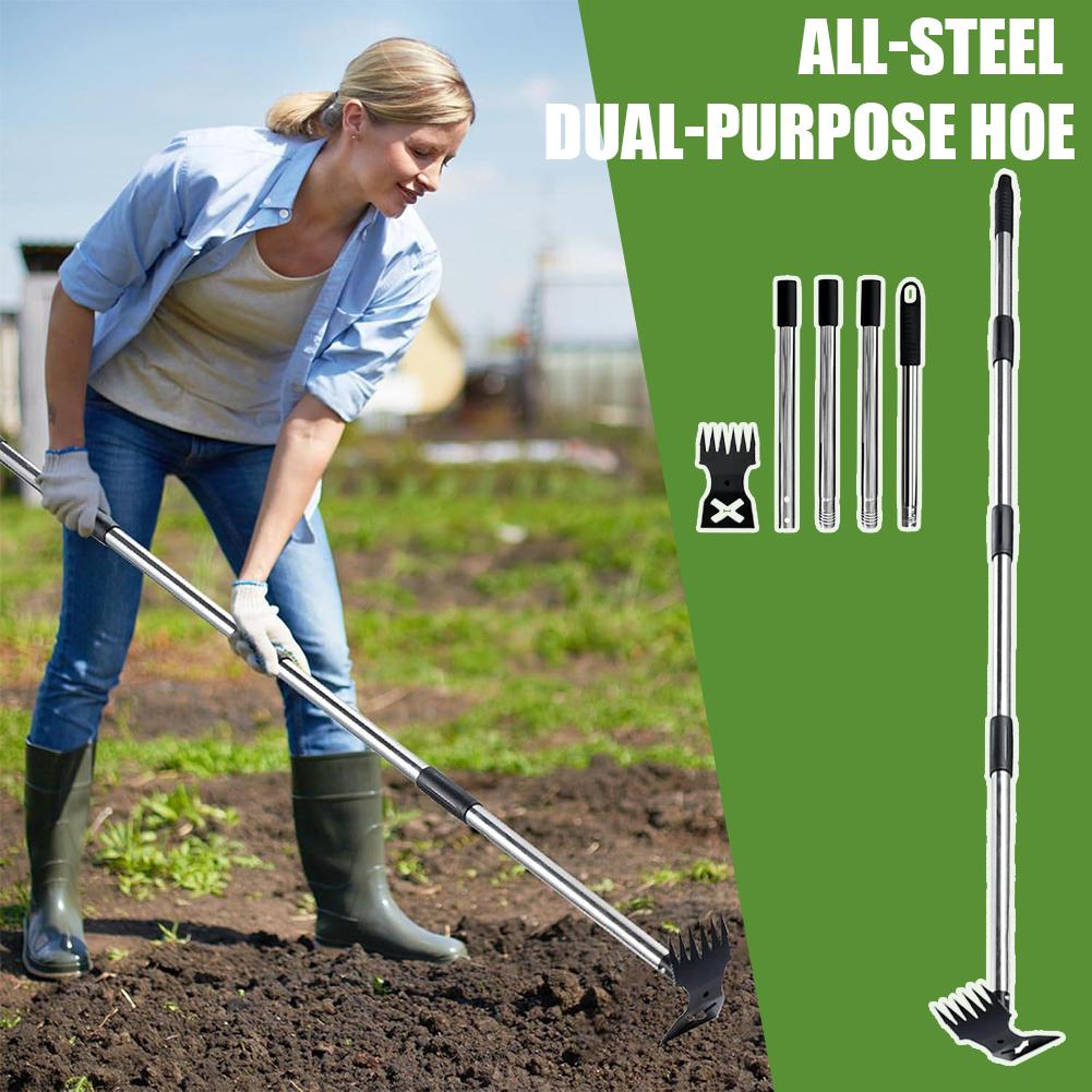 Weed Puller Tool With Long Handle Garden Hoe And Weed Rake 1