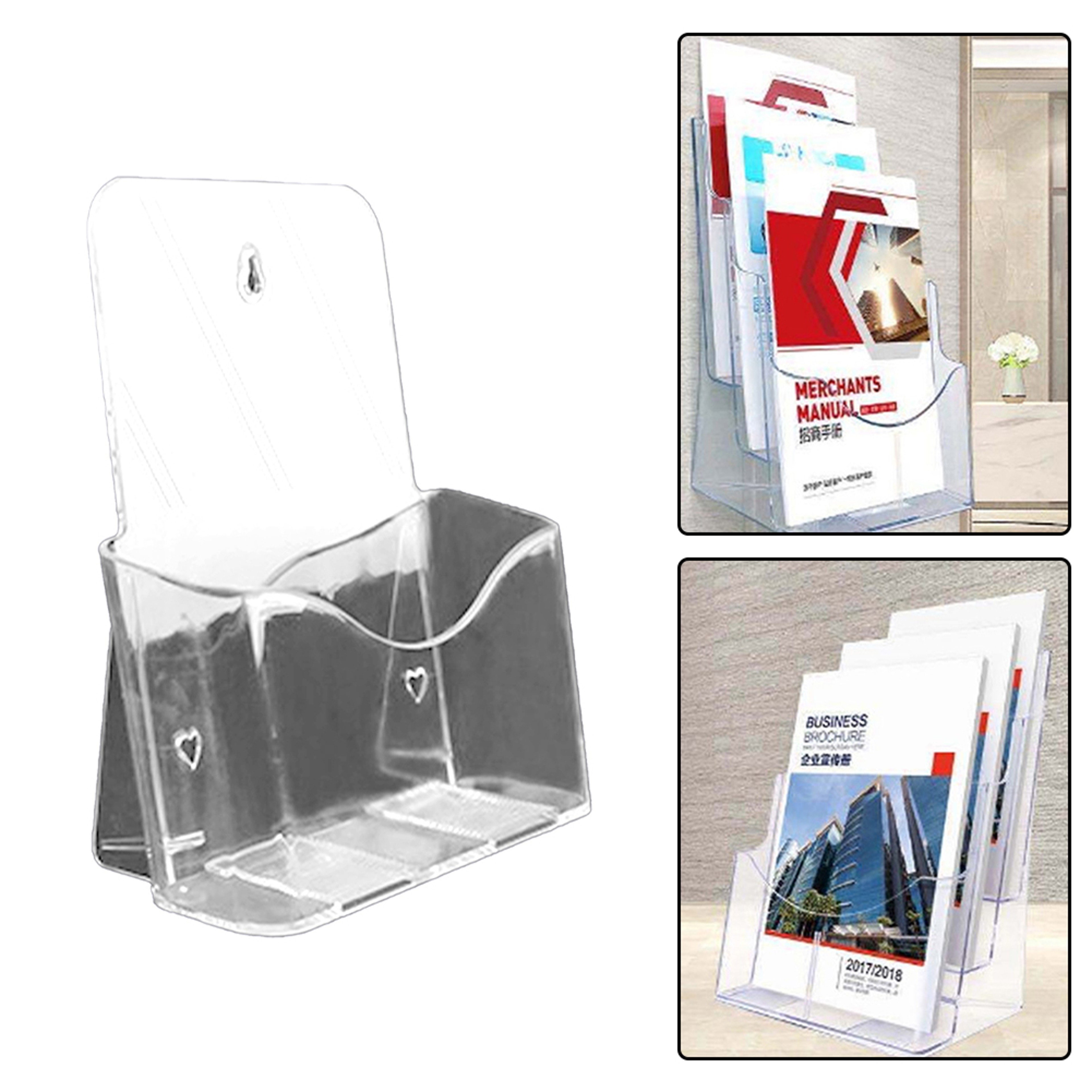Clear Acrylic Brochure Holder Slant Back Countertop Display Stand 2