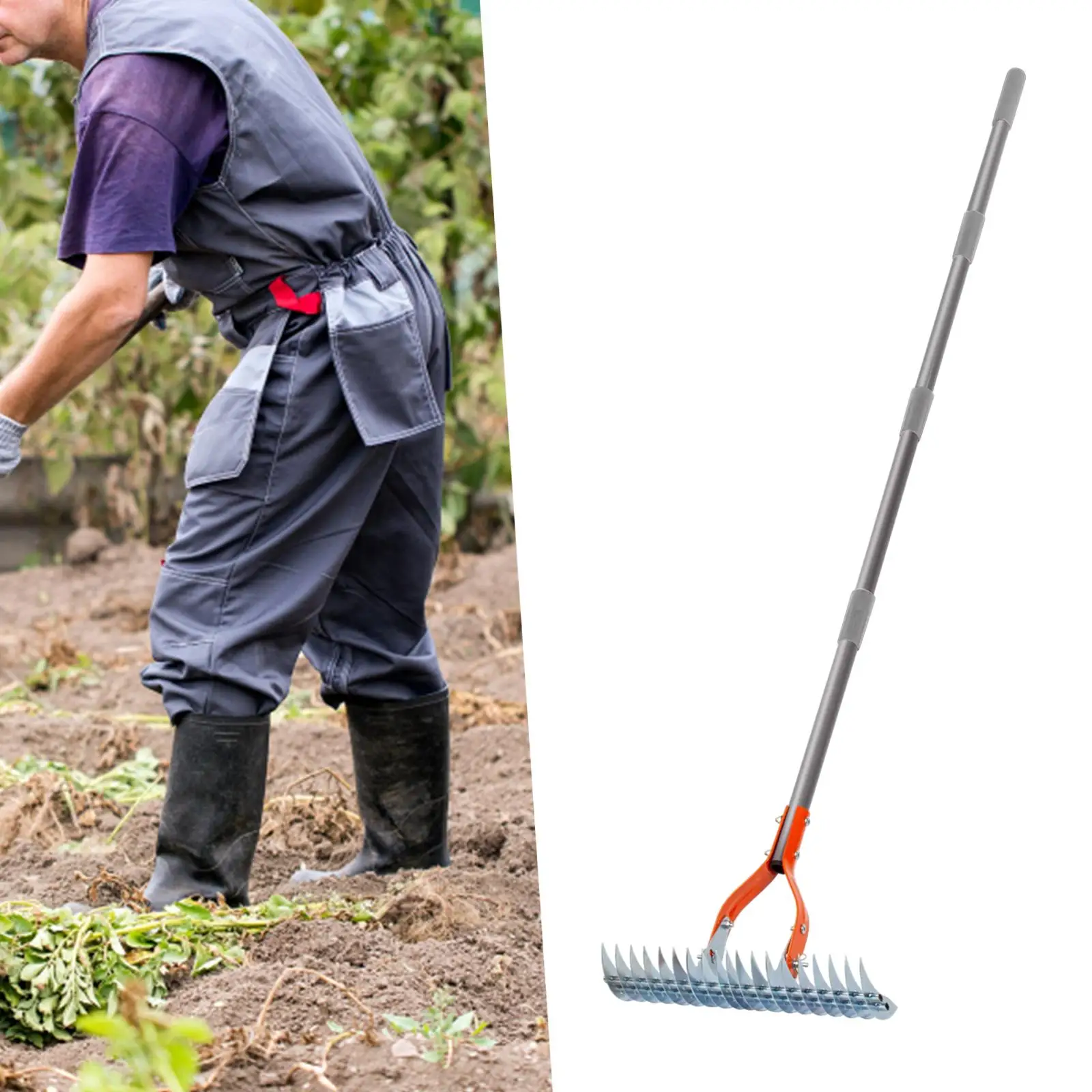 Heavy Duty Dethatching Rake Lawn Thatching Rake For Dead Grass And Soil Care 1