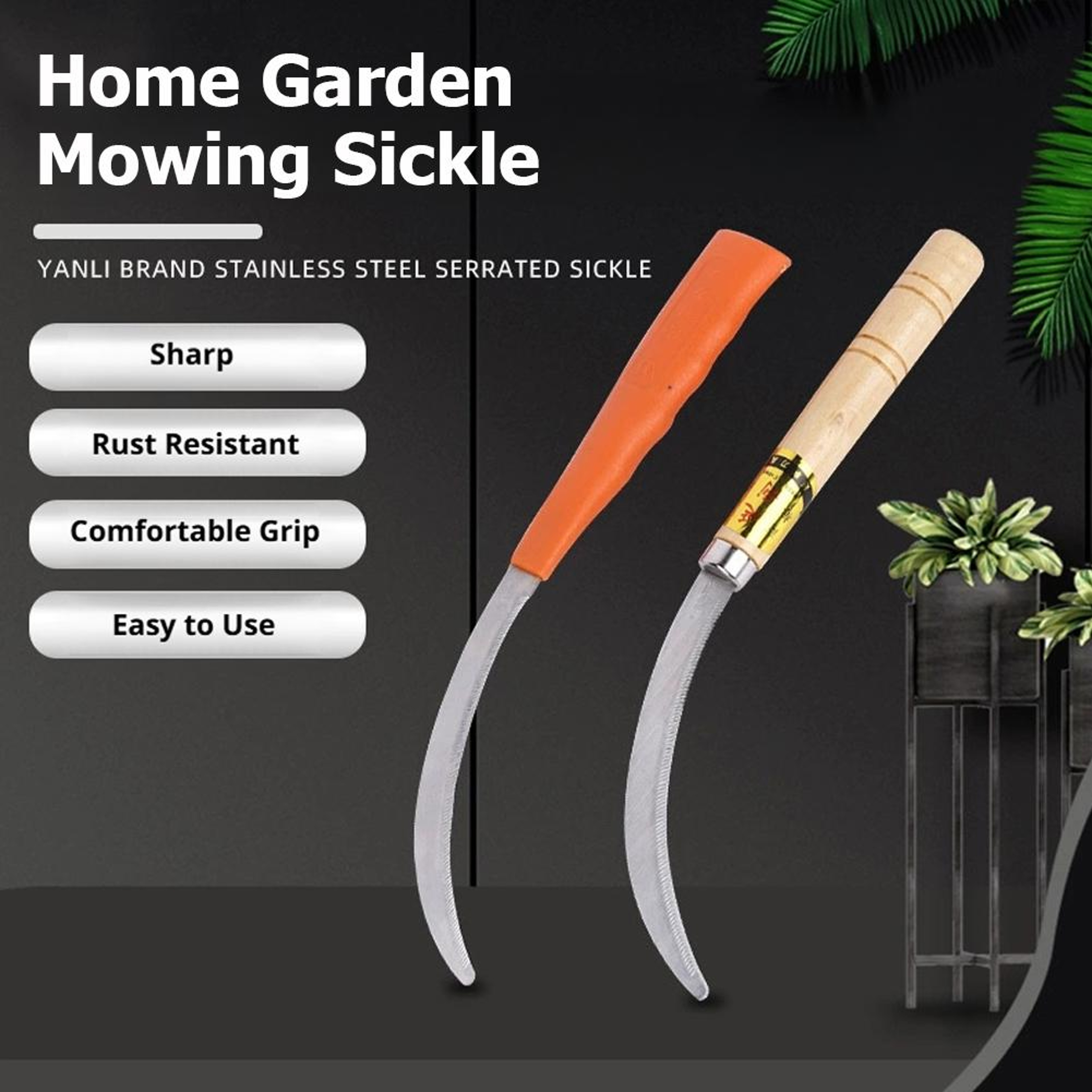 Stainless Steel Weeding Sickle Sharp Garden Weeding Tool For Harvesting 4