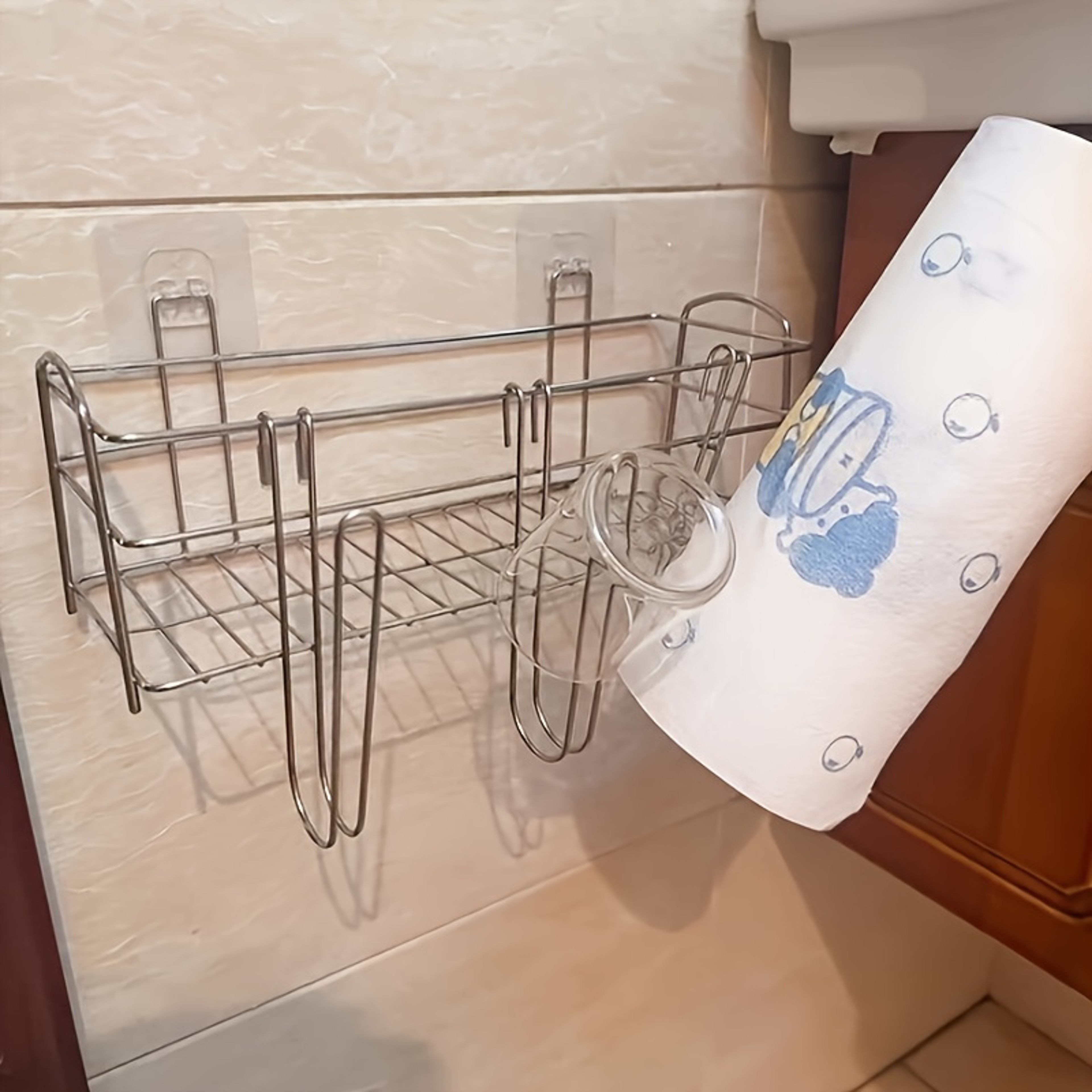 Space Saving Cup Drying Rack and Water Bottle Organizer with Hanging Hooks – view 3