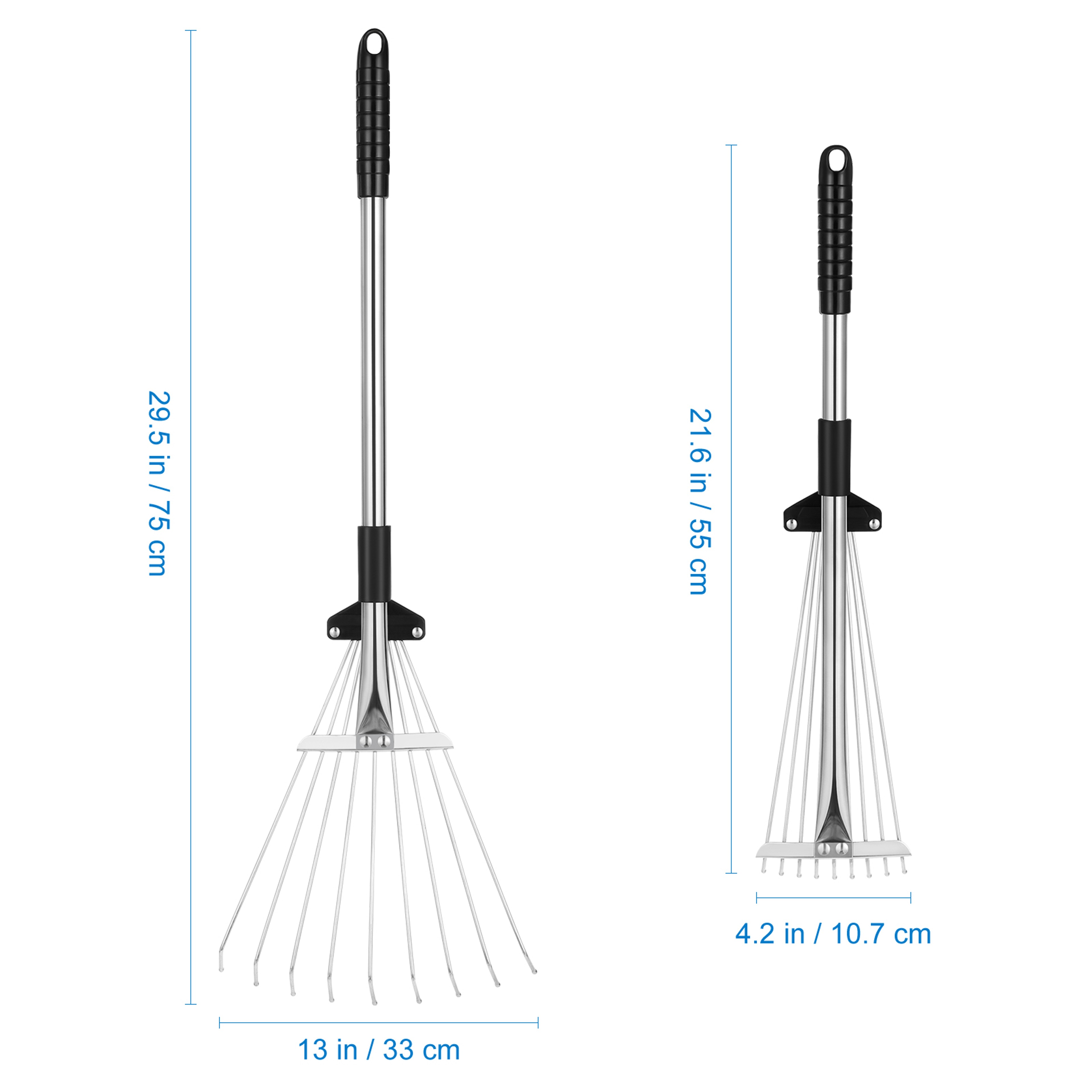 Telescopic Leaf Rake Adjustable Metal Garden Rake for Lawn and Yard Cleanup – view 2
