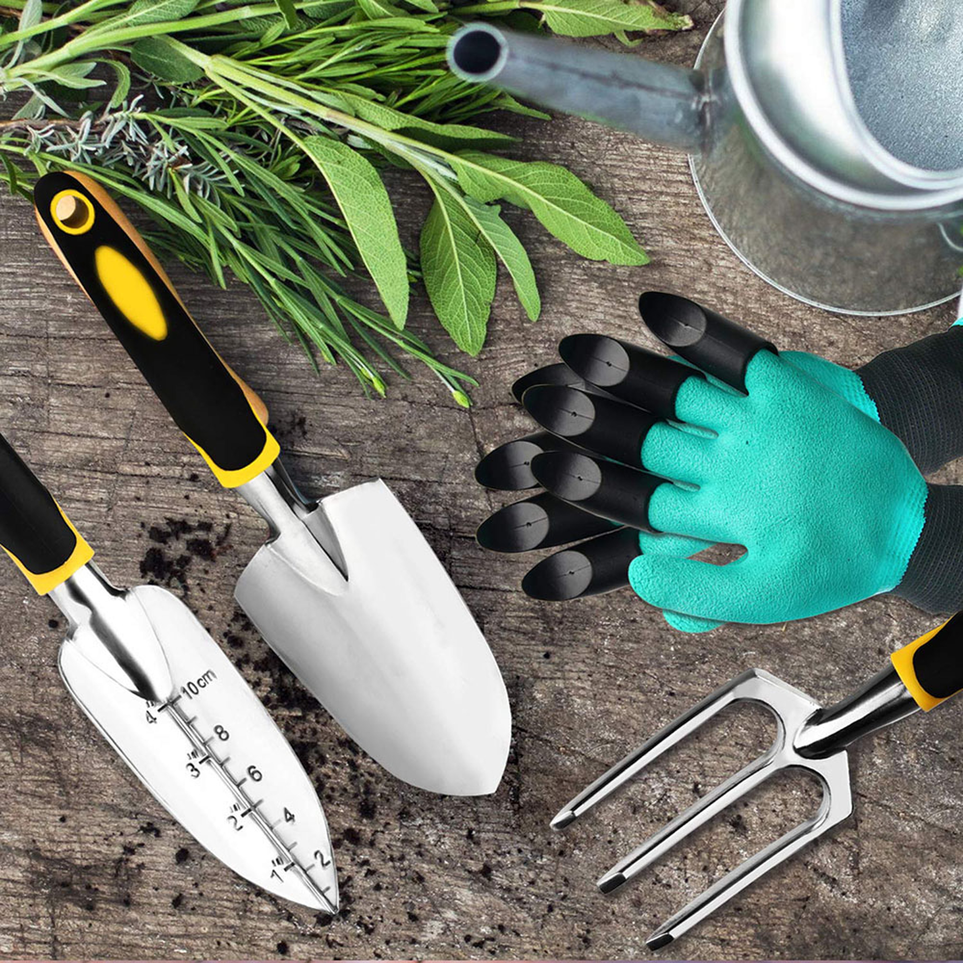 Piece Garden Tool Set with Trowels Hand Rake and Gardening Gloves – view 2