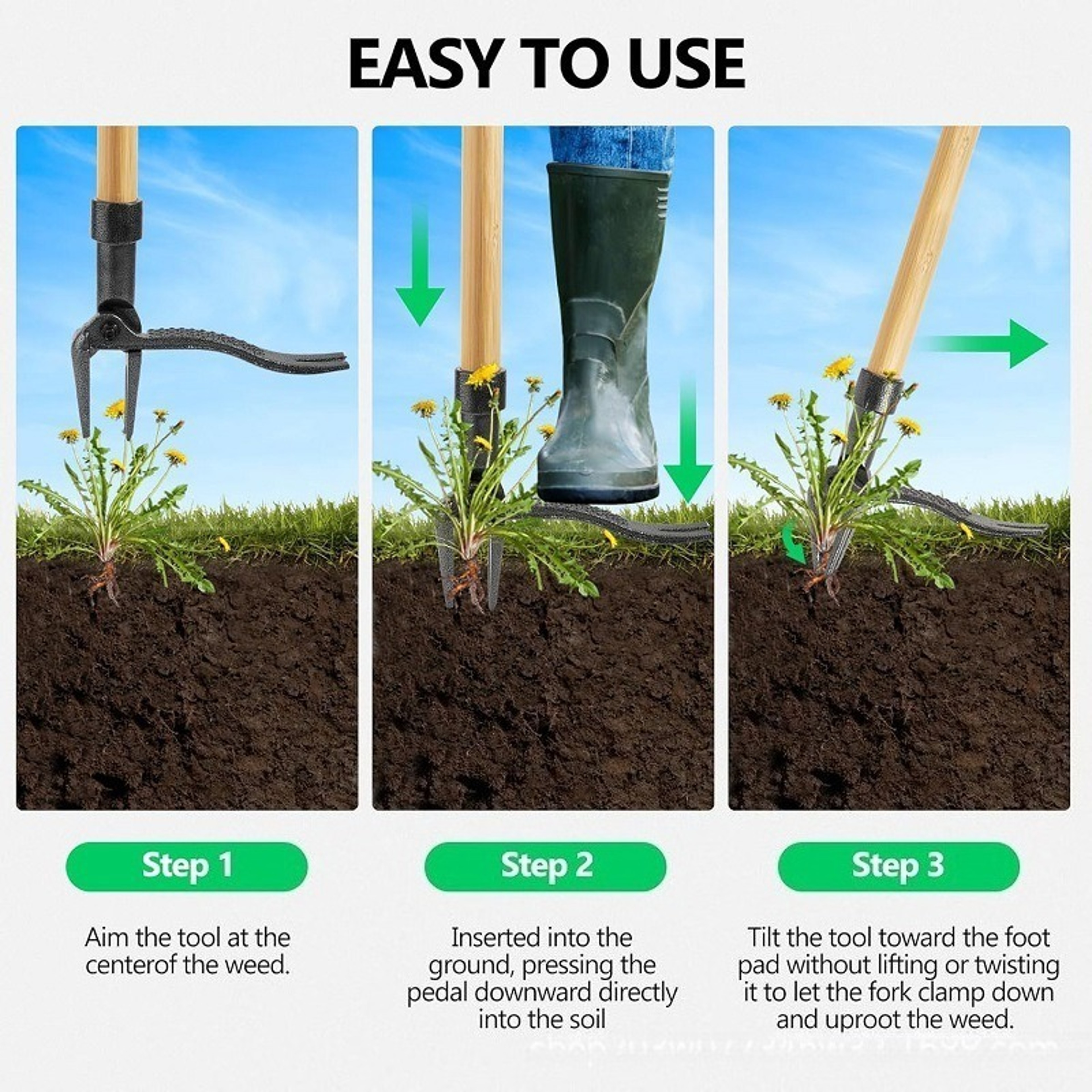 Standing Weed Puller Adjustable Long Handle Weed Puller For Easy Root Removal 5