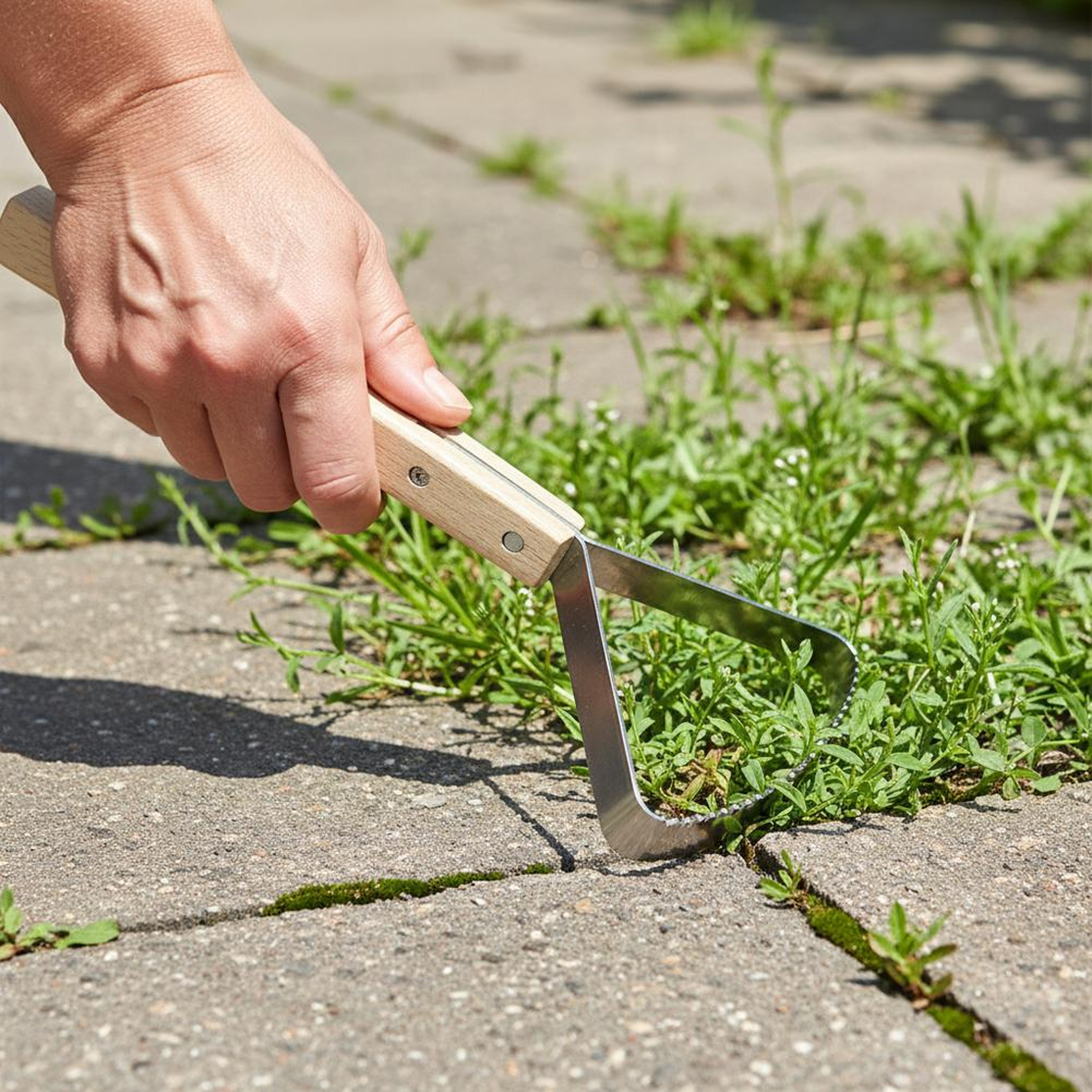 Triangle Hand Weeder Tool With Wooden Handle Garden Weed Scraper 1