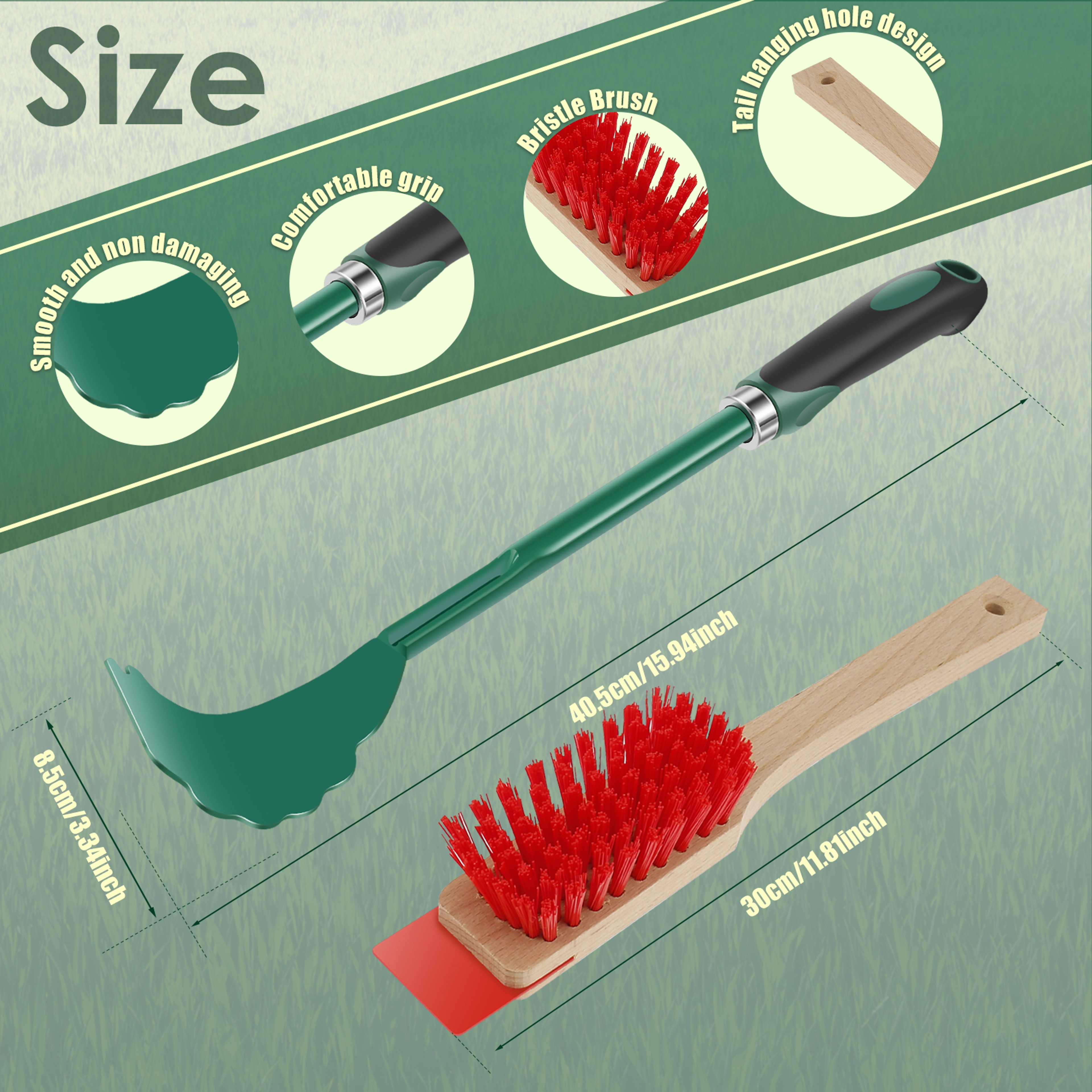 Lawn Mower Deck Cleaner Scraper and Stiff Bristle Brush Set – view 6