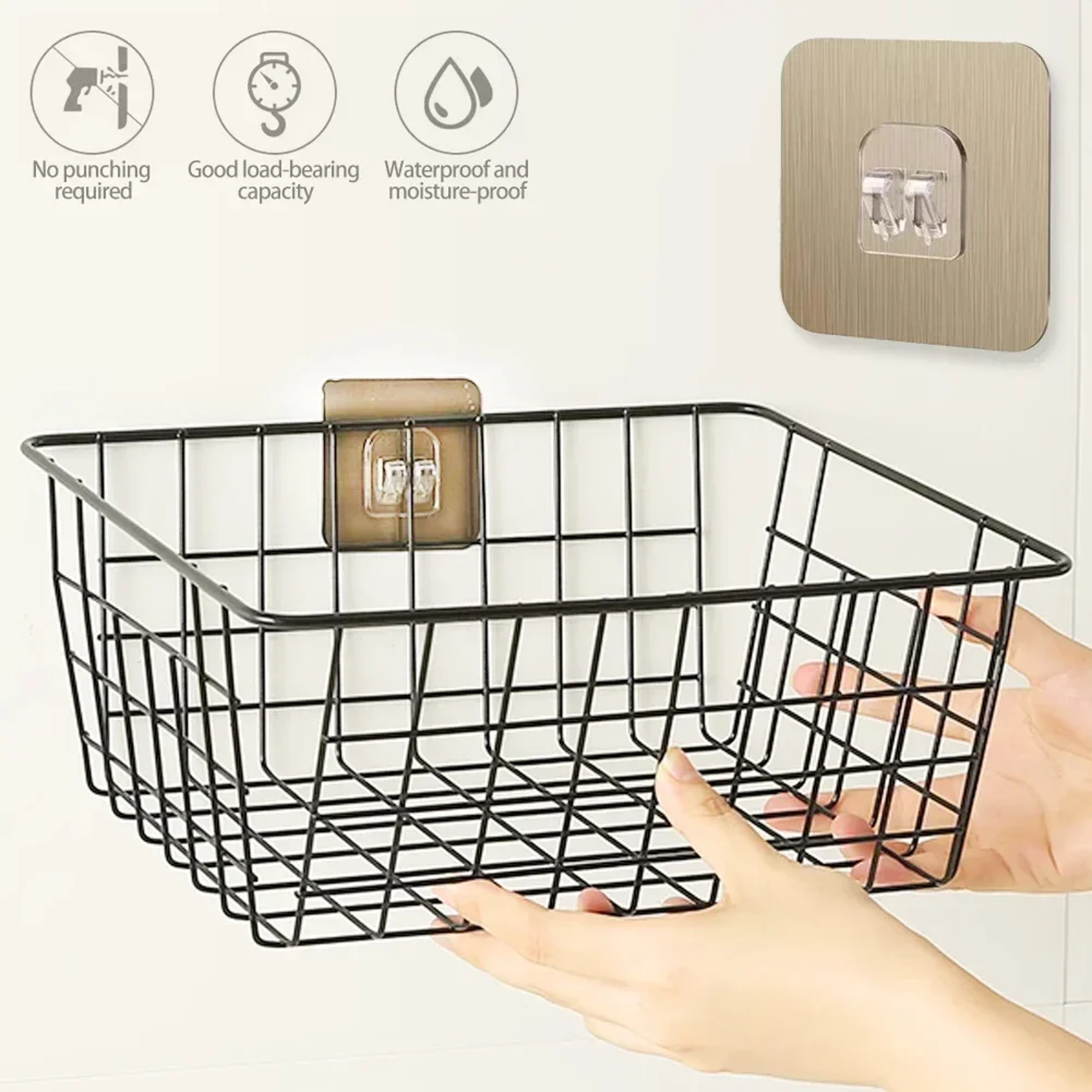 Adhesive Wall Hooks For Wire Shelves No Drill Transparent Mounts 2