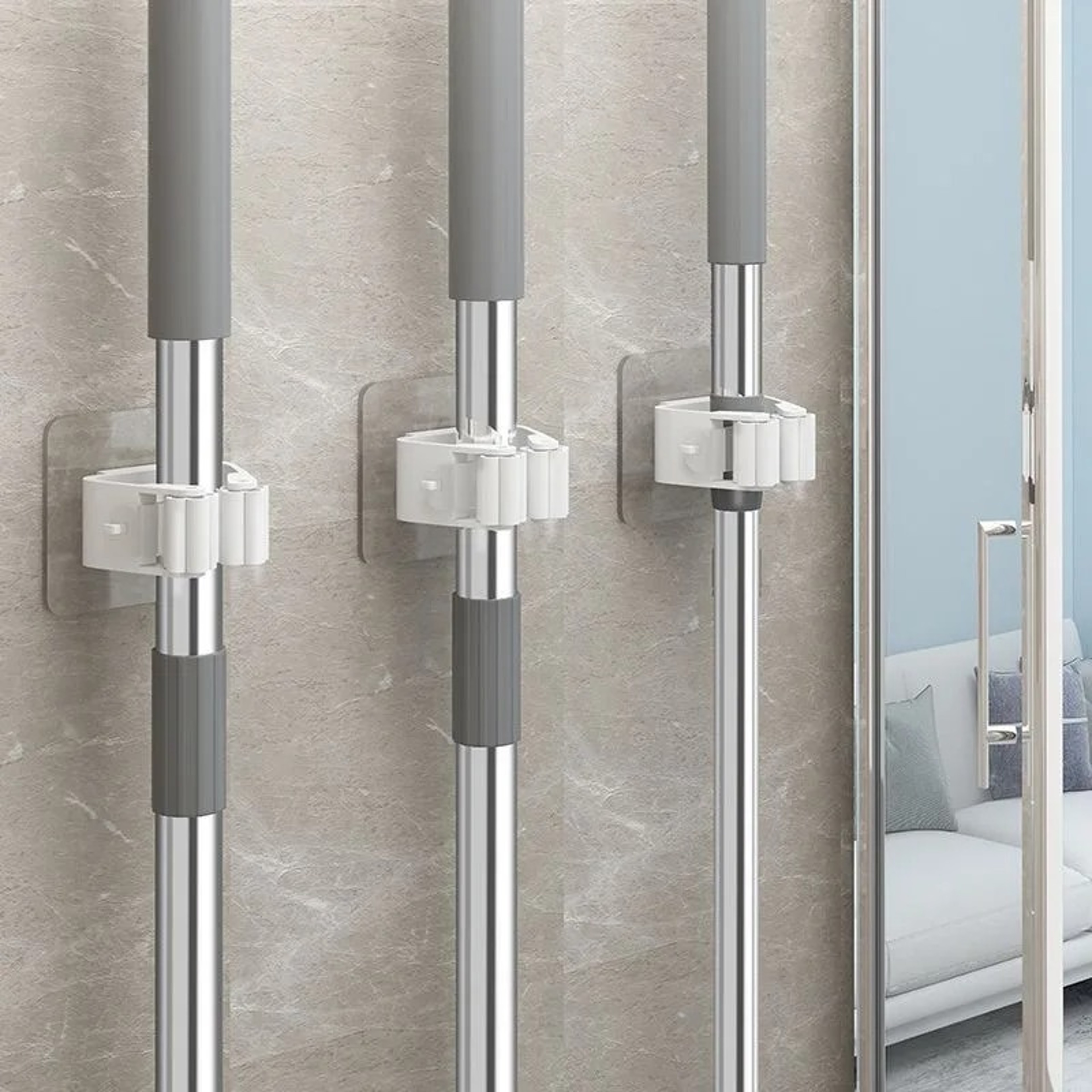 Wall Mounted Mop Holder No Drill Broom and Mop Organizer – view 3