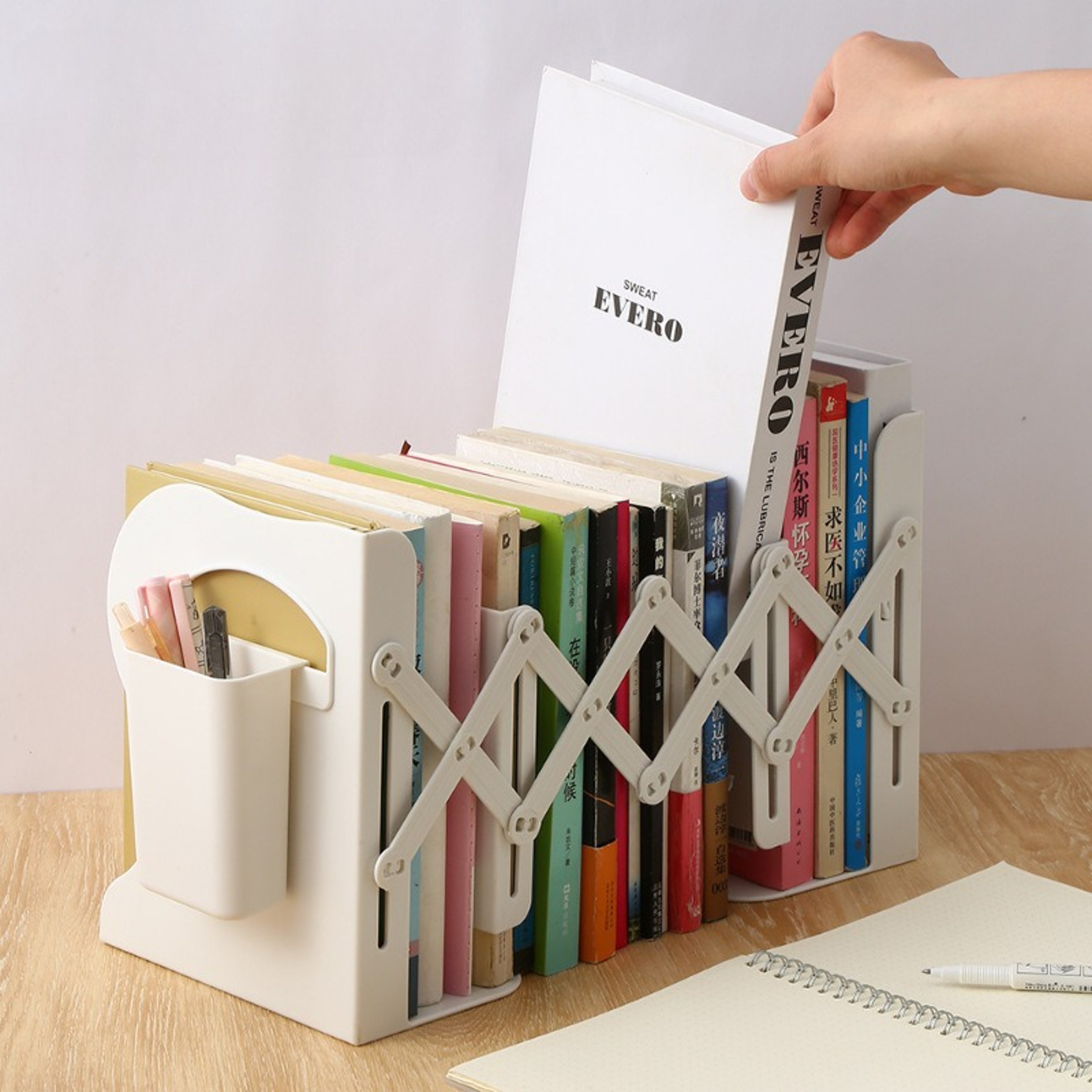Adjustable Bookends Expandable Desktop Book Organizer And Book Stand 0