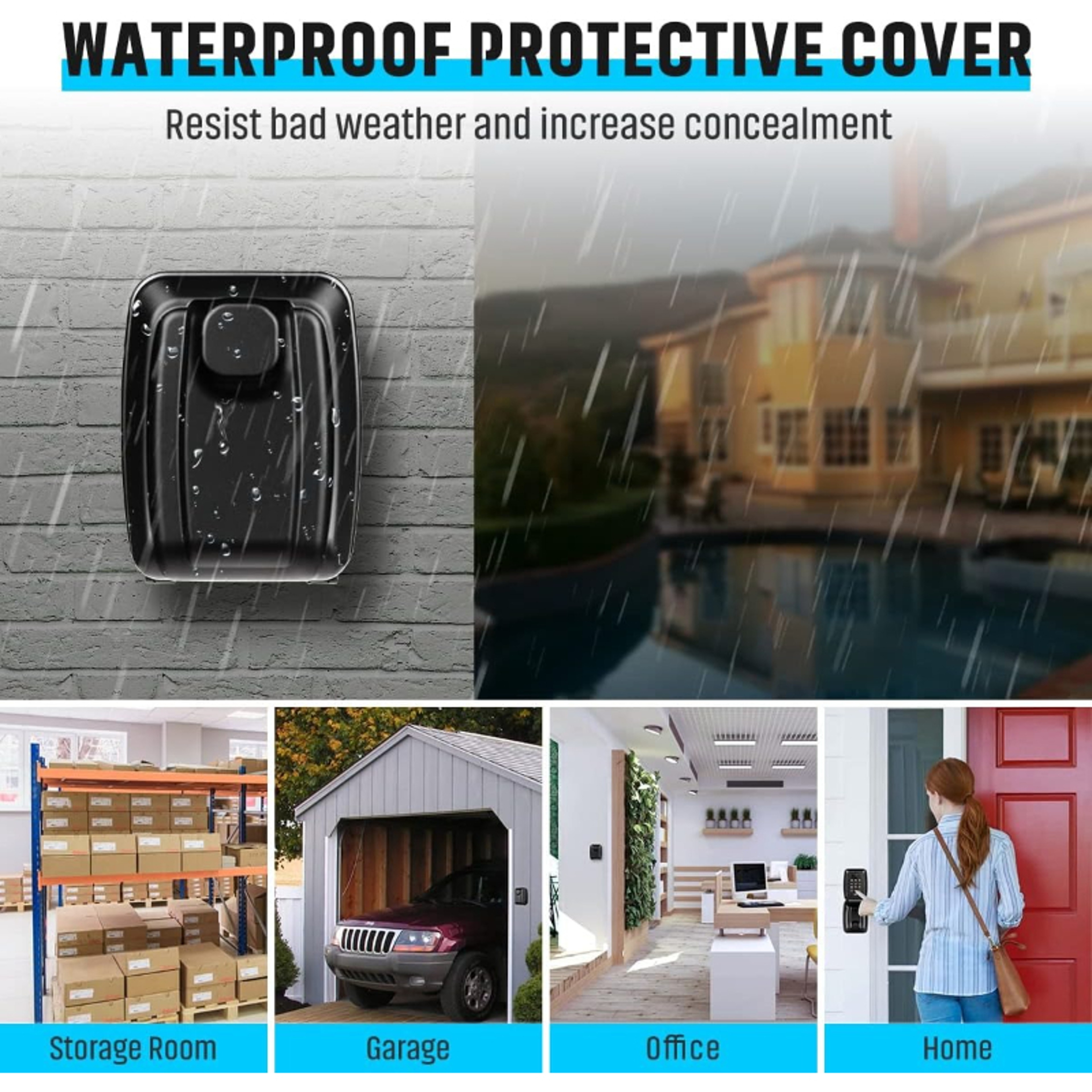 Digit Key Lock Box Waterproof Wall Mount Outdoor Key Safe with Resettable Code – view 2