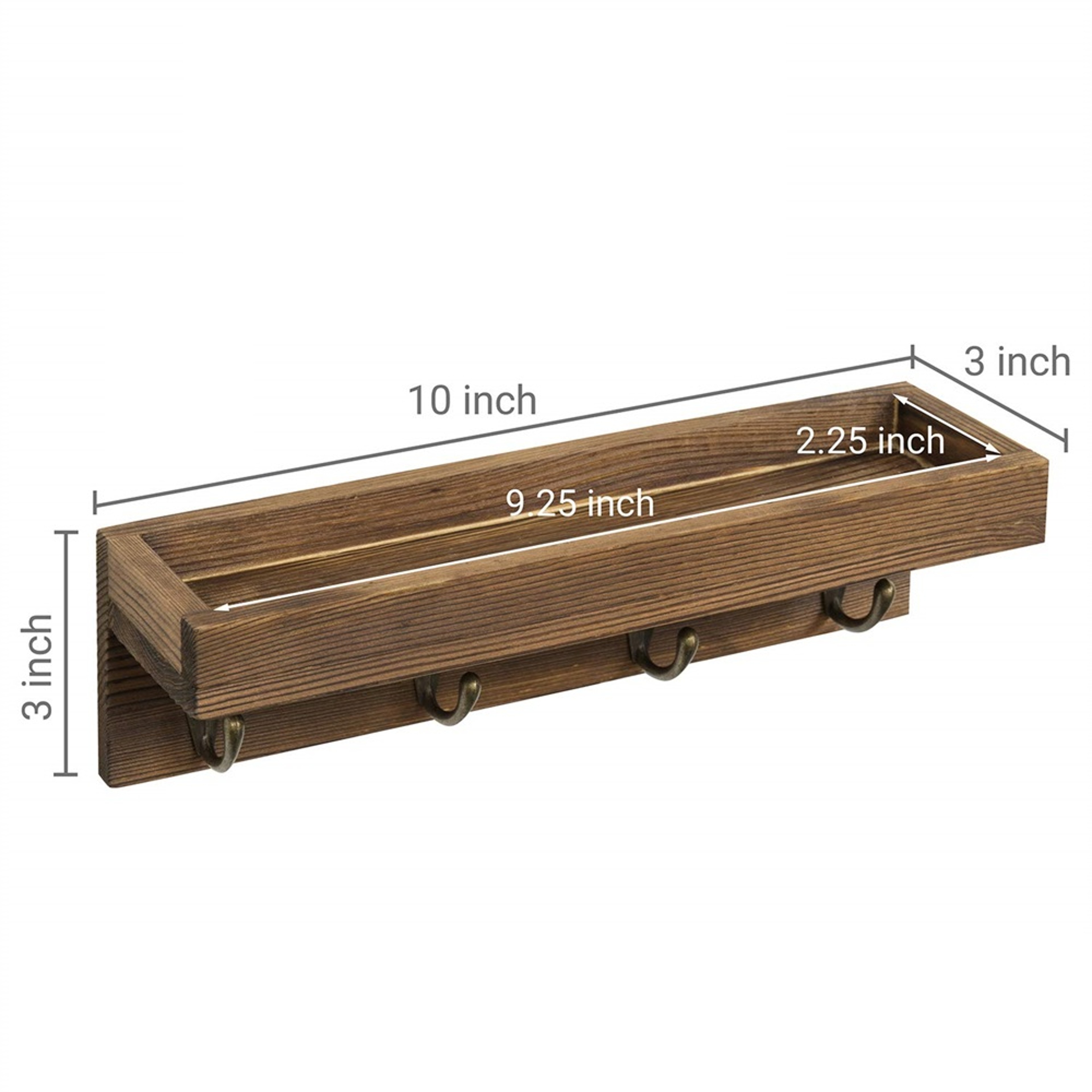 Rustic Wooden Key Holder For Wall With Shelf And Metal Hooks 4