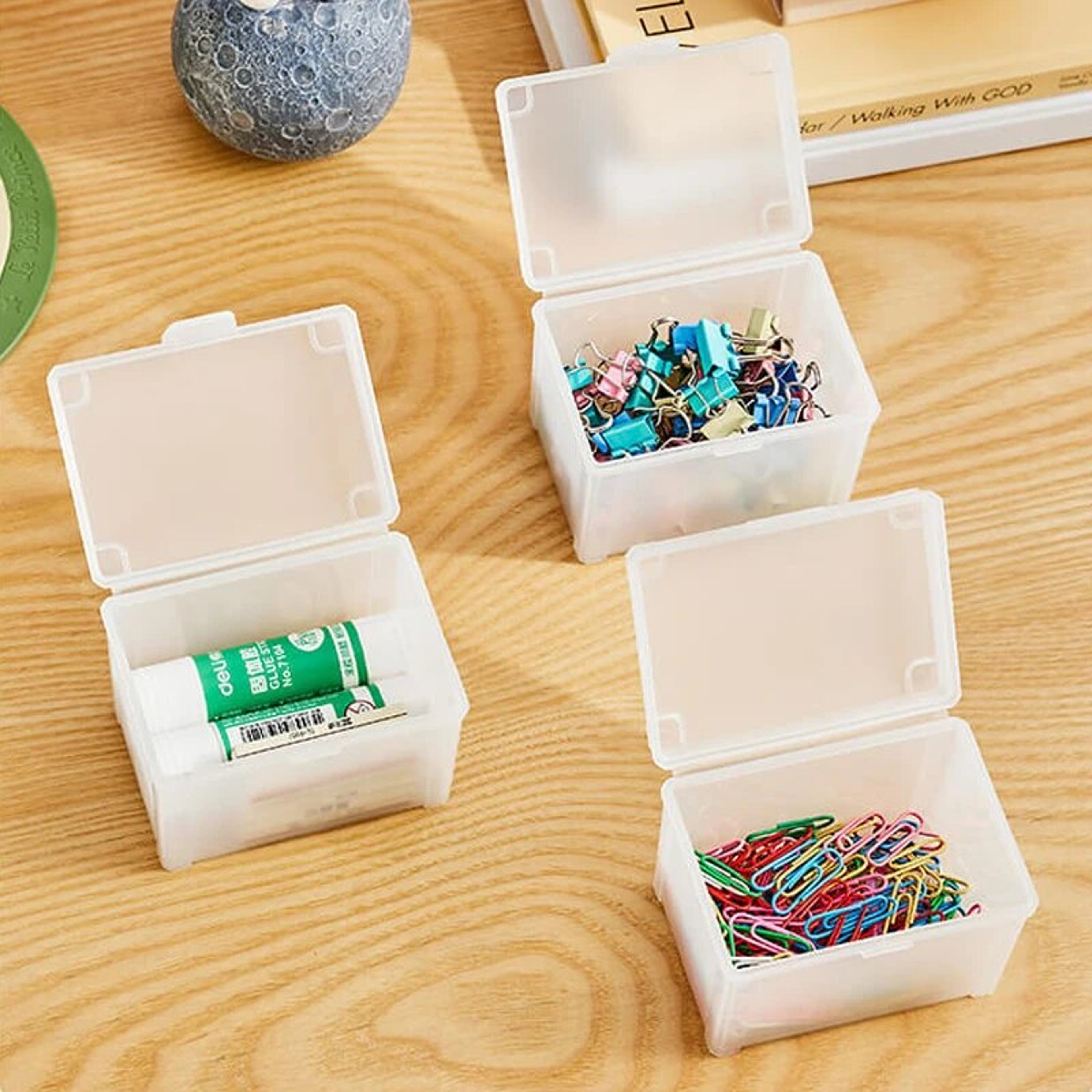 Small Plastic Storage Box With Flip Top Lid For Jewelry Cards And Accessories 4