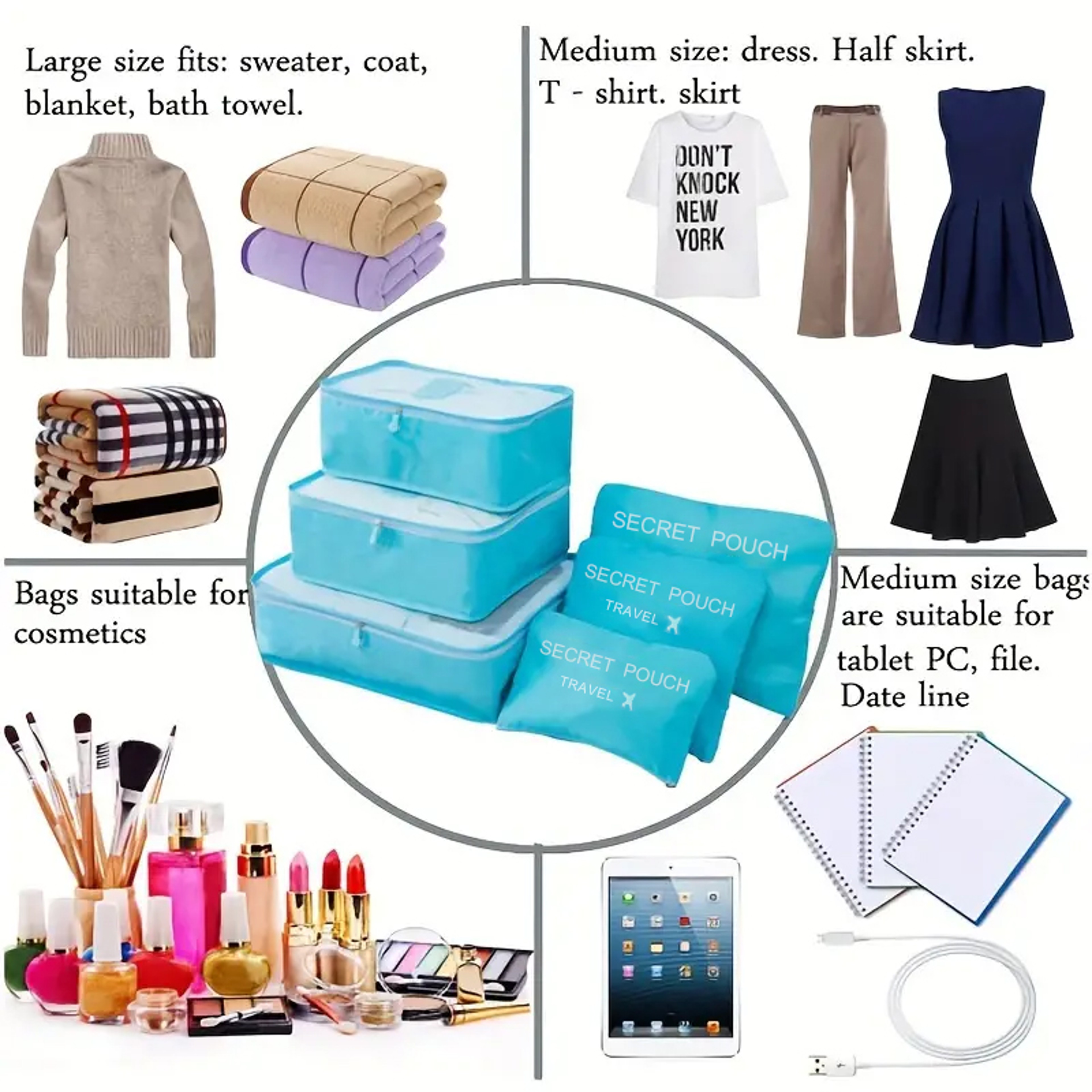 Piece Packing Cubes for Travel Waterproof Luggage Organizer Set – view 5