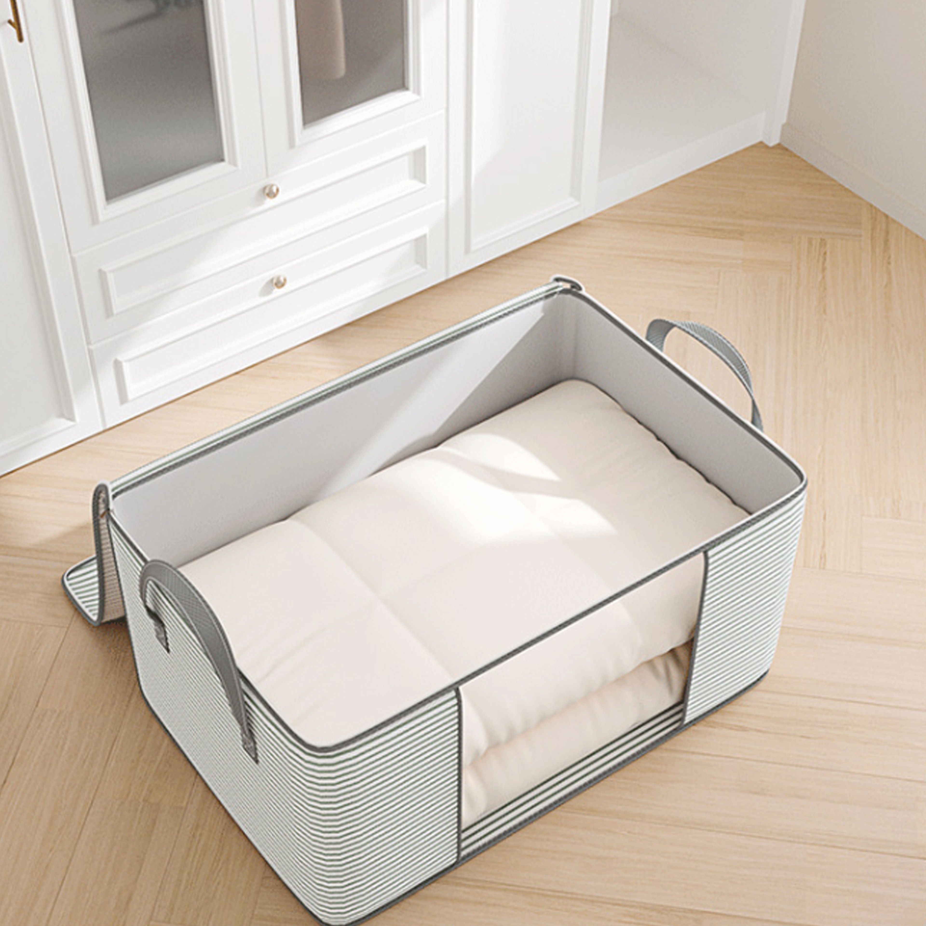 Large Foldable Clothes Storage Organizer With Clear Window And Handles 1