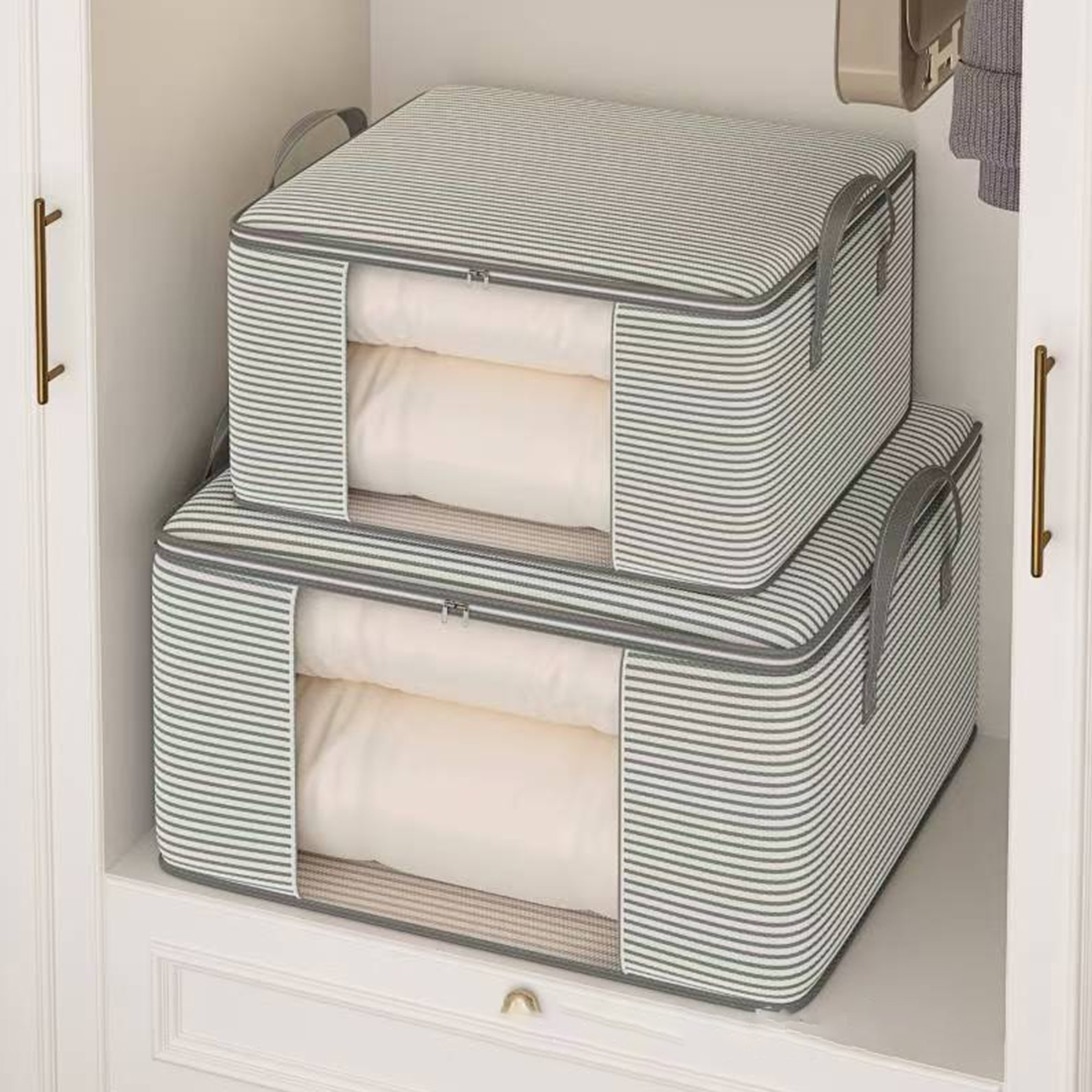 Large Foldable Clothes Storage Organizer With Clear Window And Handles 2