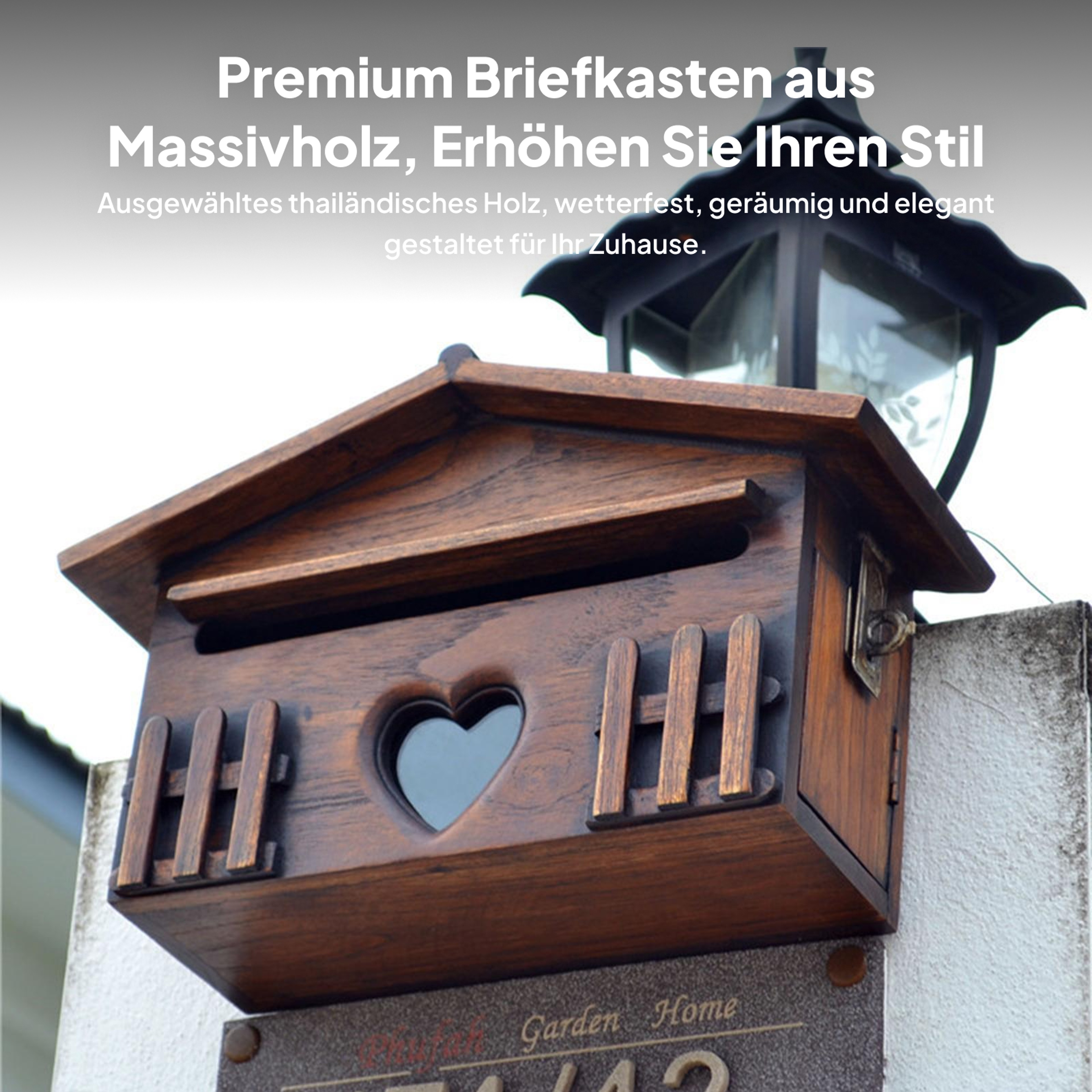 Rustic Wooden Wall Mounted Mailbox Decorative Letter Box for Home Entryway – view 2