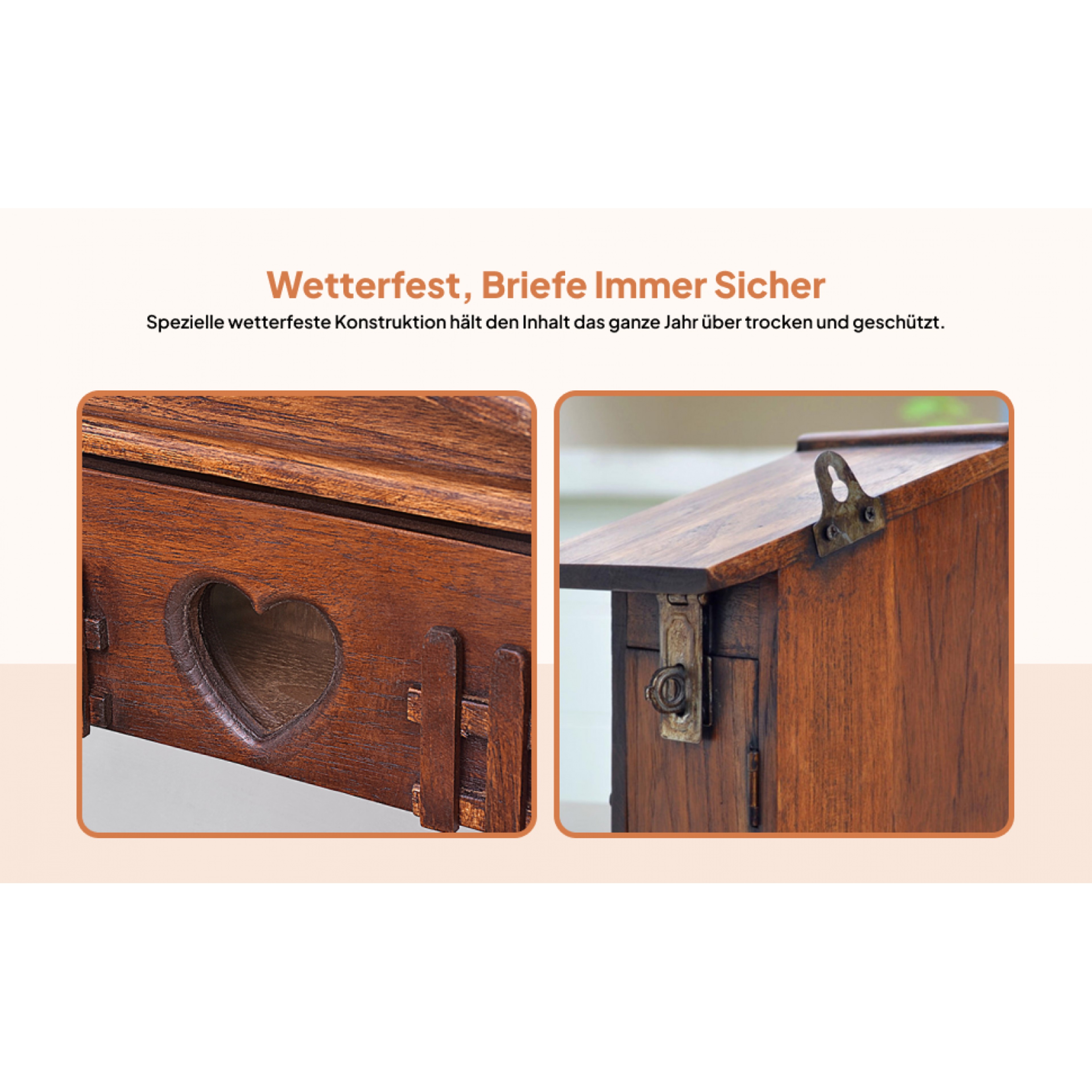 Rustic Wooden Wall Mounted Mailbox Decorative Letter Box for Home Entryway – view 5