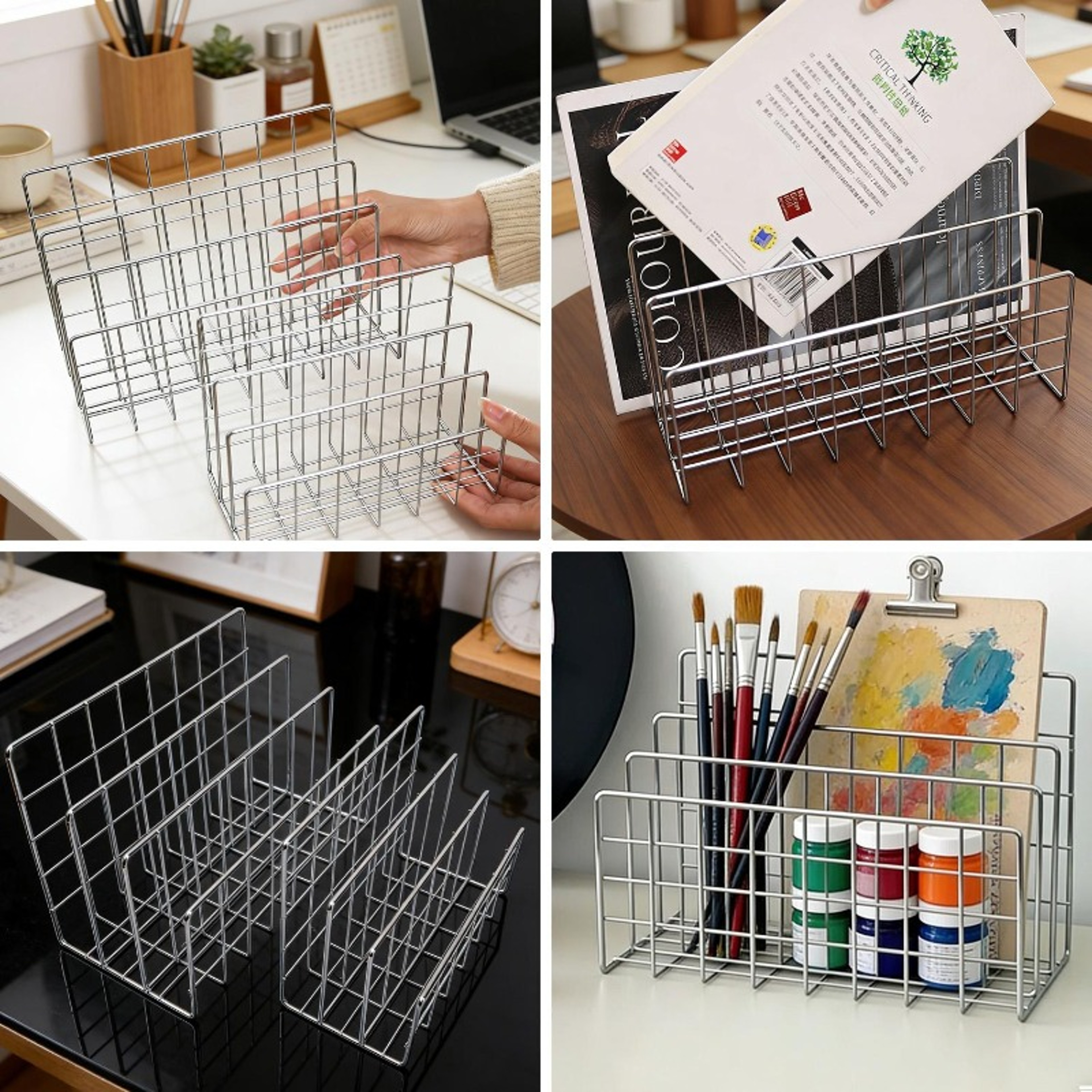 Grid Metal Mesh Desk File Organizer And Mail Sorter 4