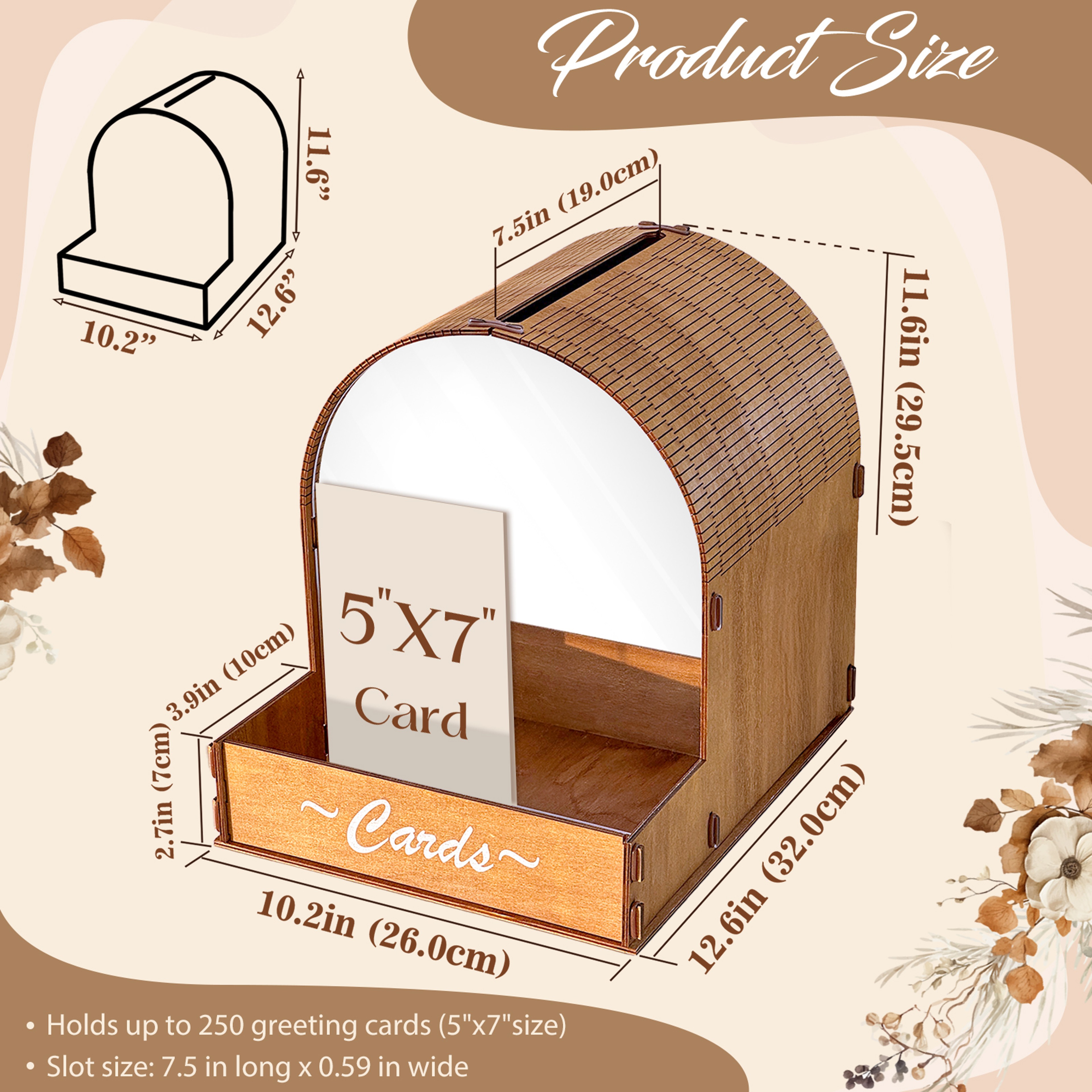 Rustic Arch Wedding Card Box with Lock, Wooden Reception Card Holder – view 3