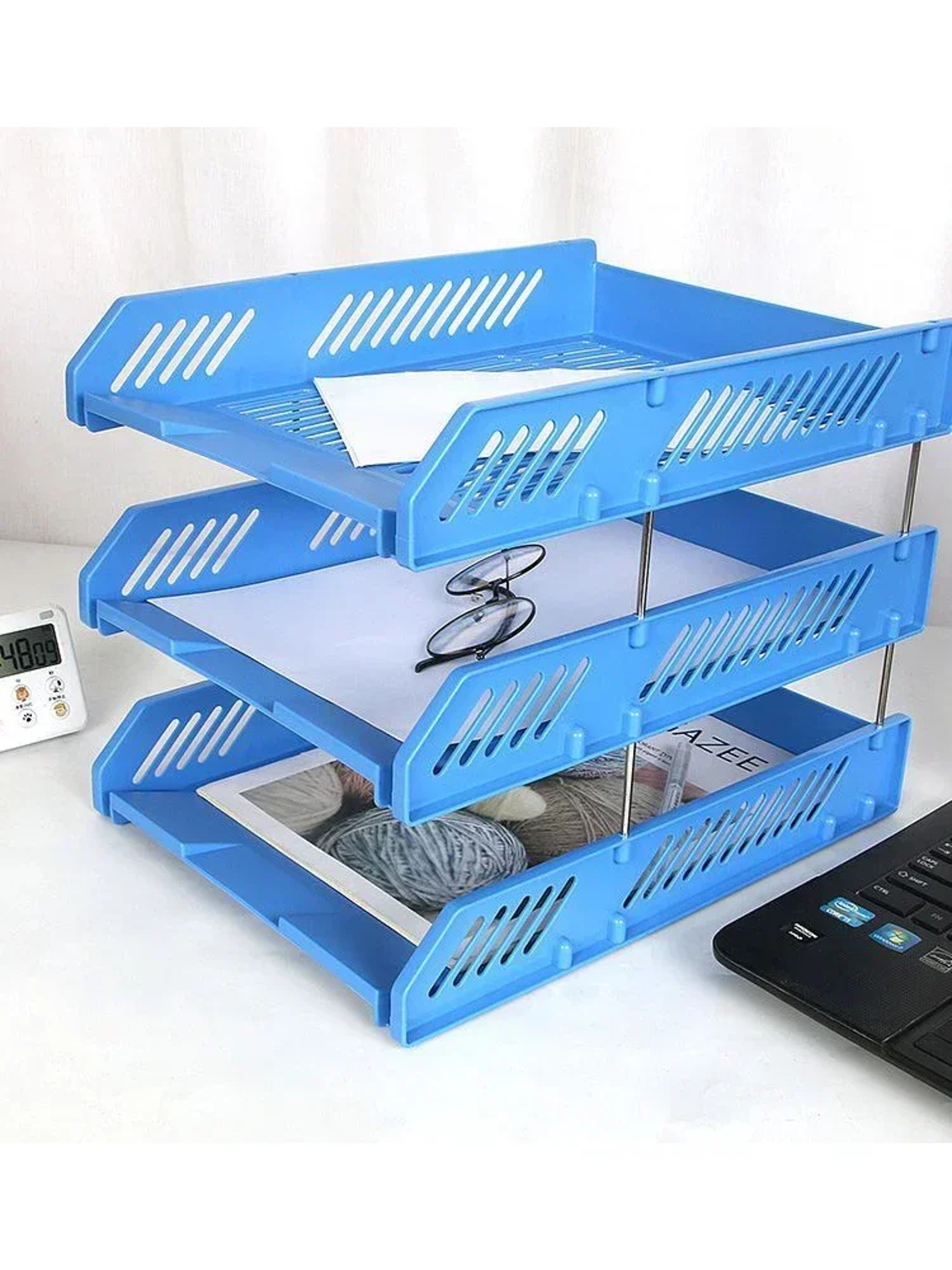Tier Stackable Desk Organizer Paper Letter Tray and Document File Organizer – view 5