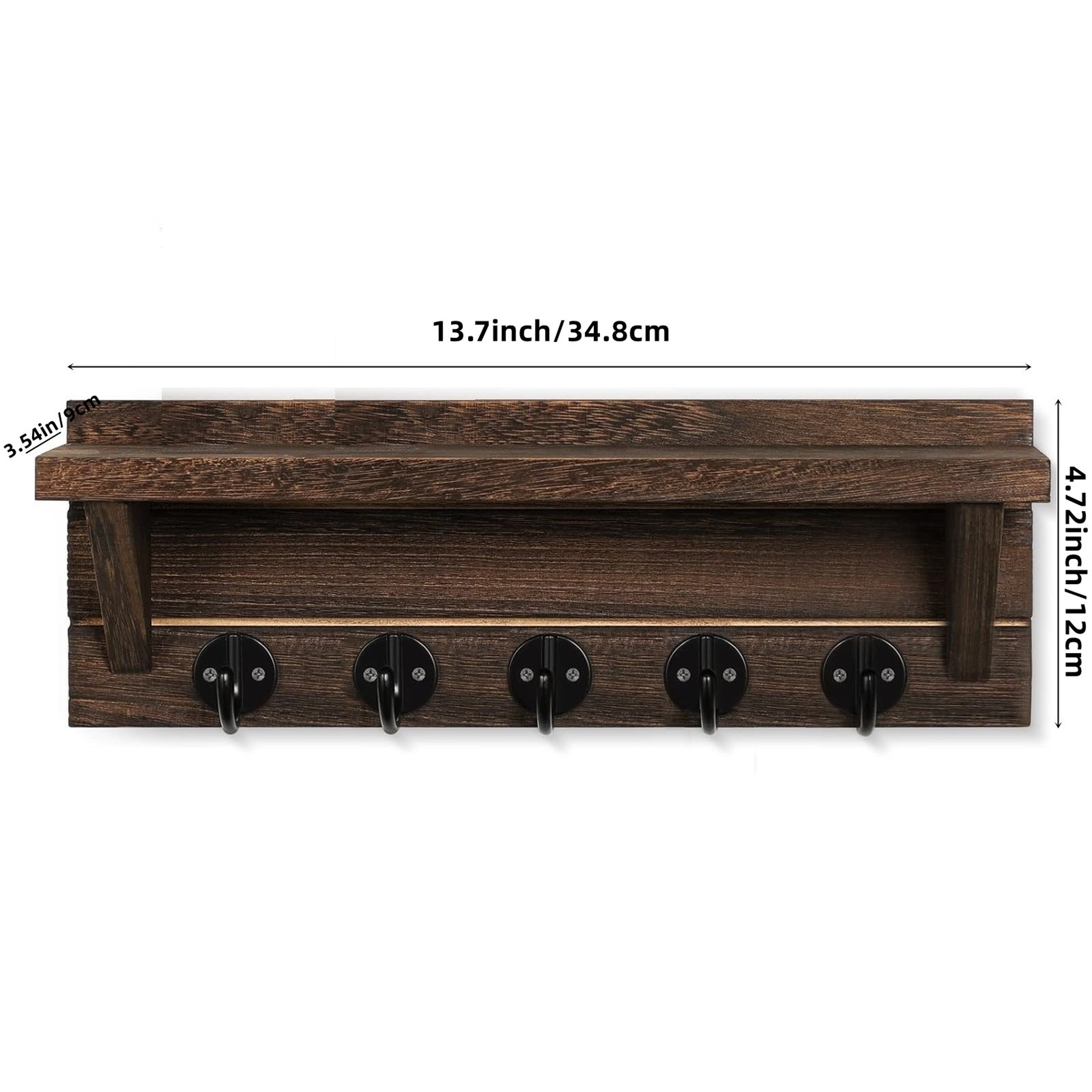 Wall Mounted Key Holder with Shelf and Mail Organizer for Entryway – view 5