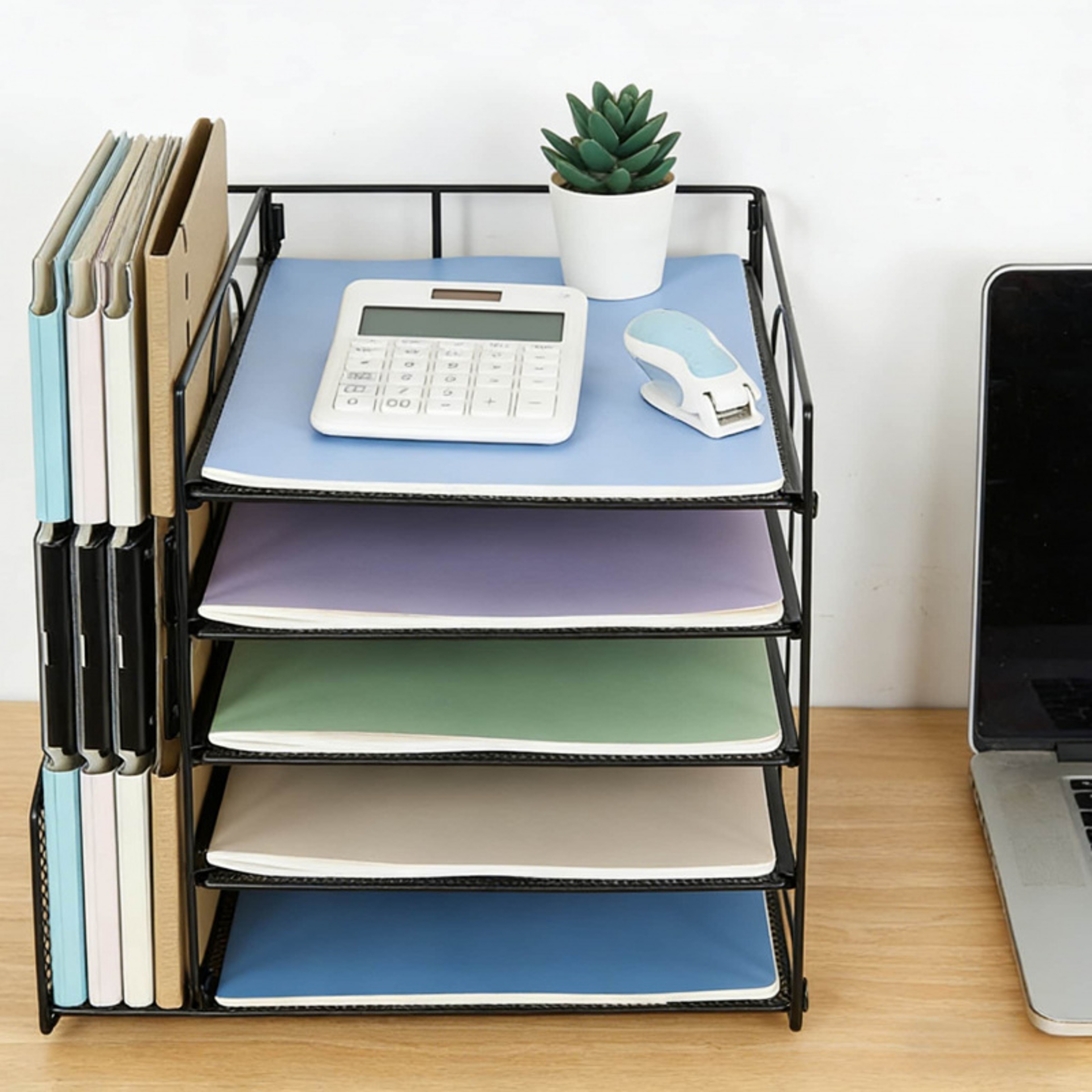 Layer Desktop File Organizer Multi Tier Document Storage Rack for Office and Home – view 2
