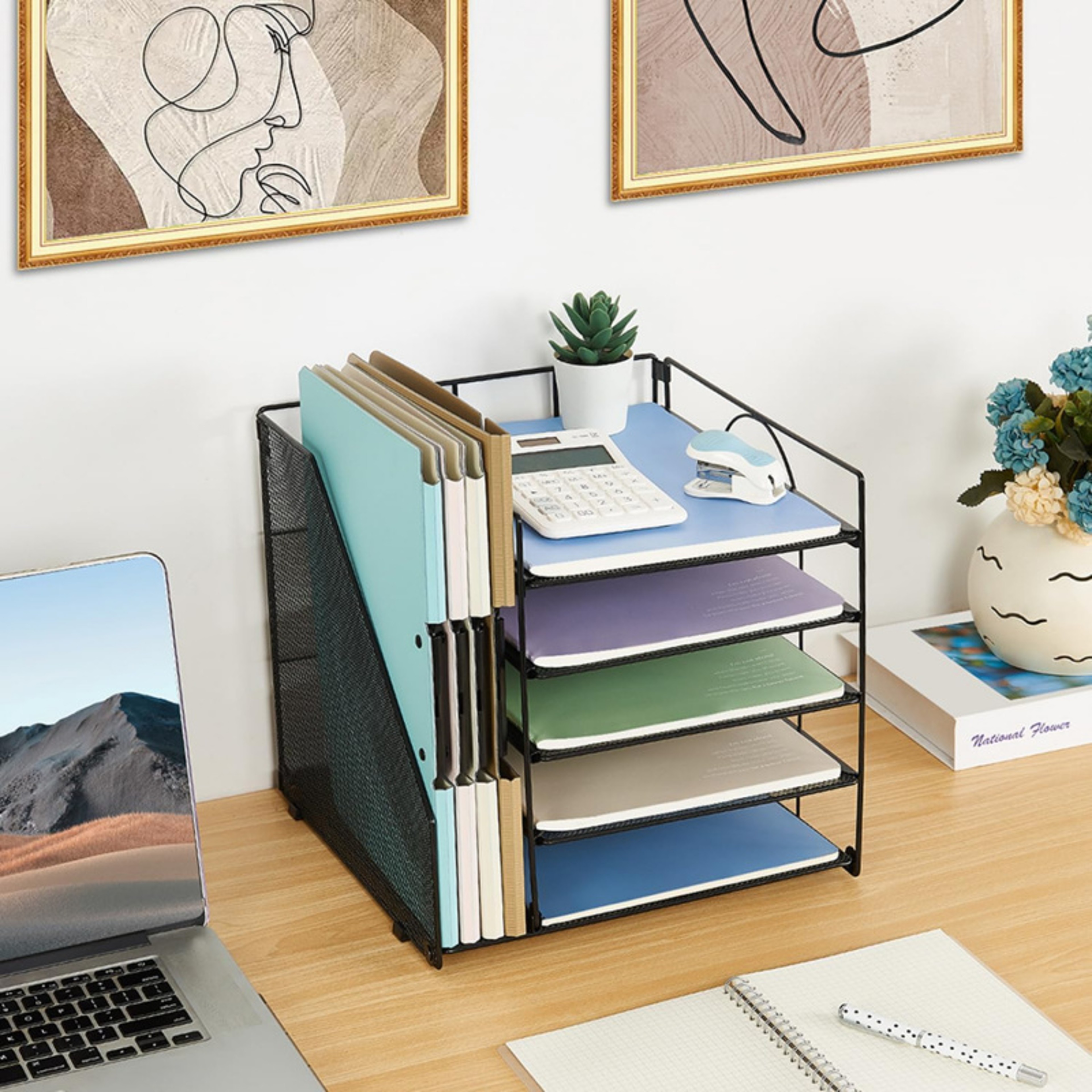 Layer Desktop File Organizer Multi Tier Document Storage Rack for Office and Home – view 6