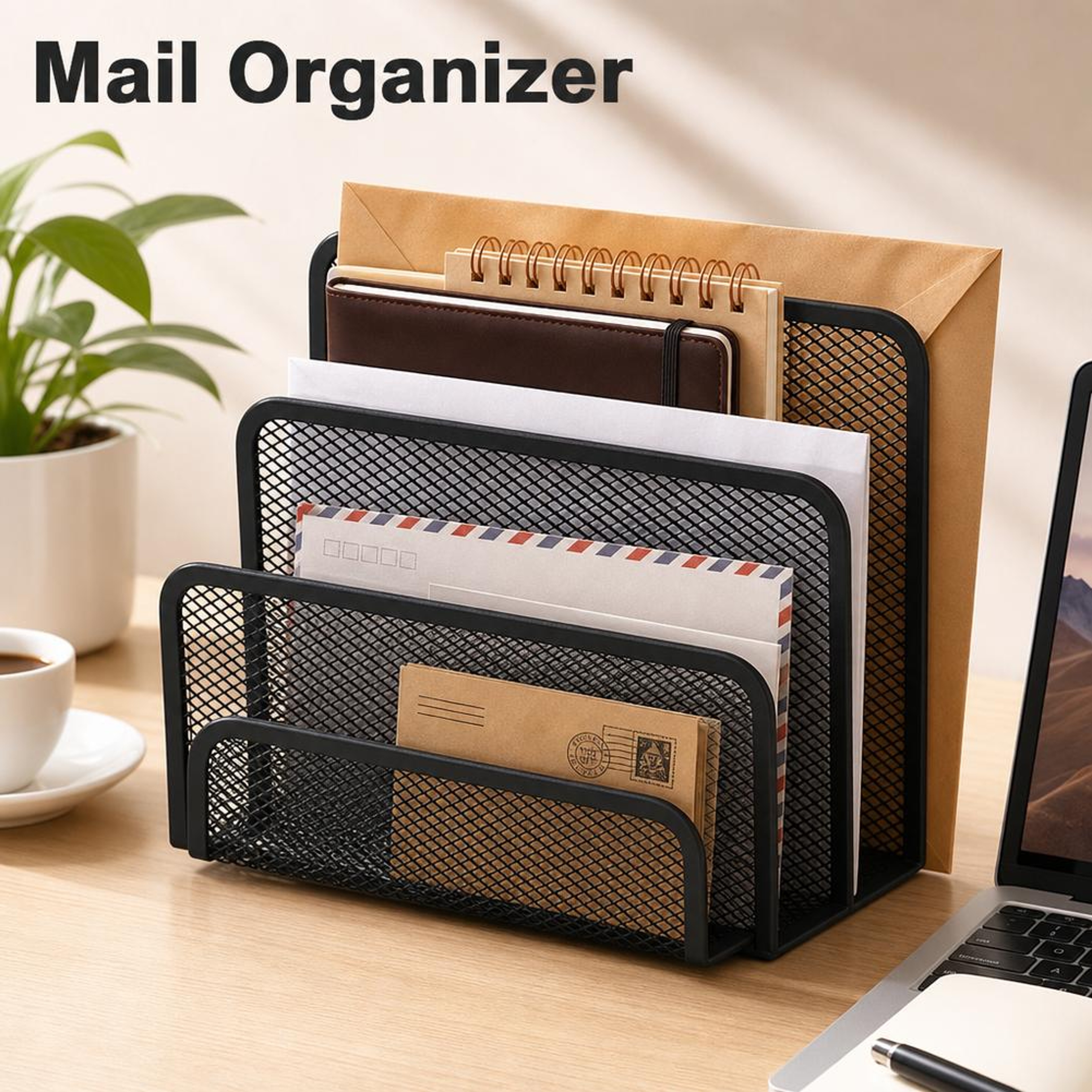 Desktop File Organizer And Letter Sorter Document Storage Rack 4