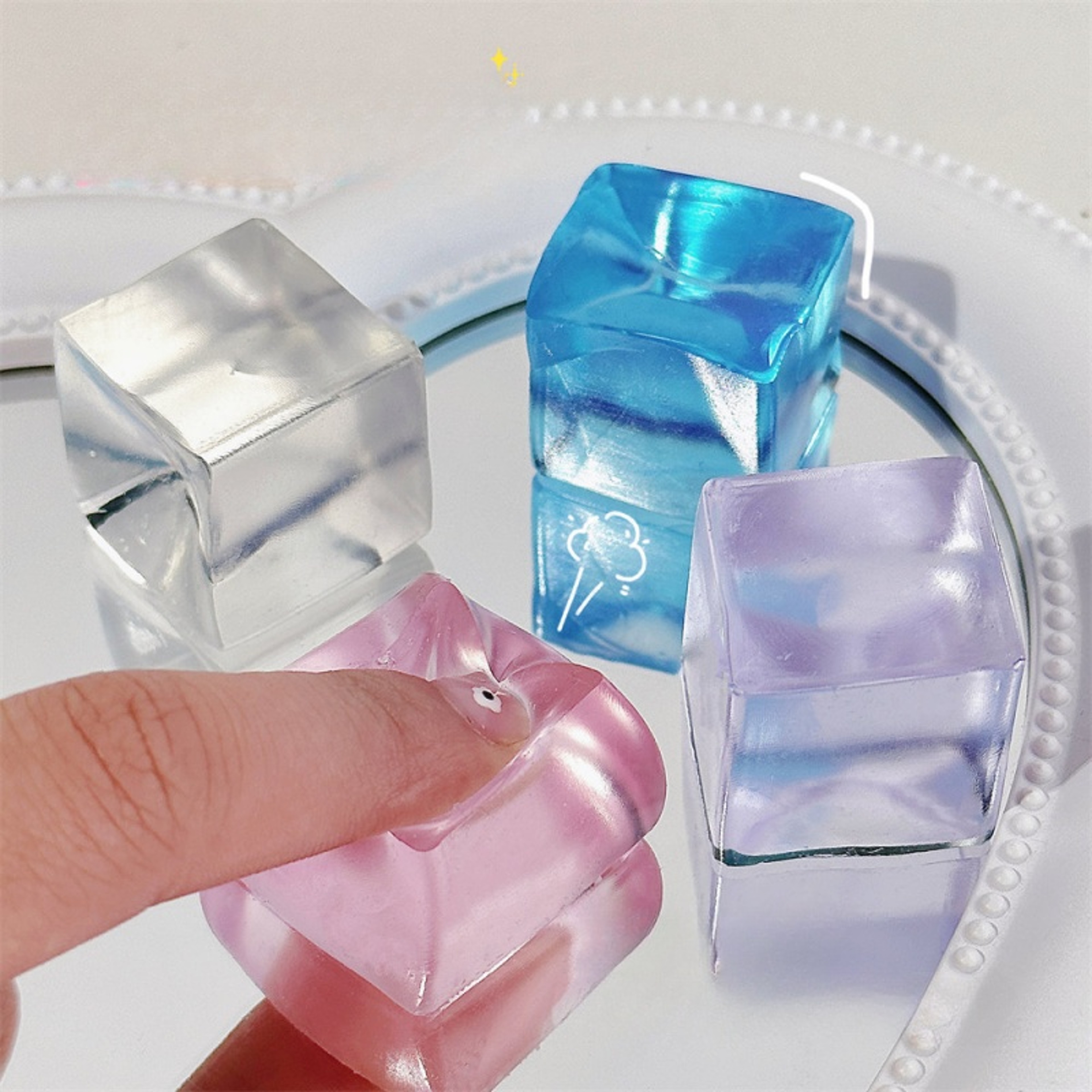 Mini Ice Cube Squishy Toys Stress Relief Fidget and Sensory Squeeze Set – view 6