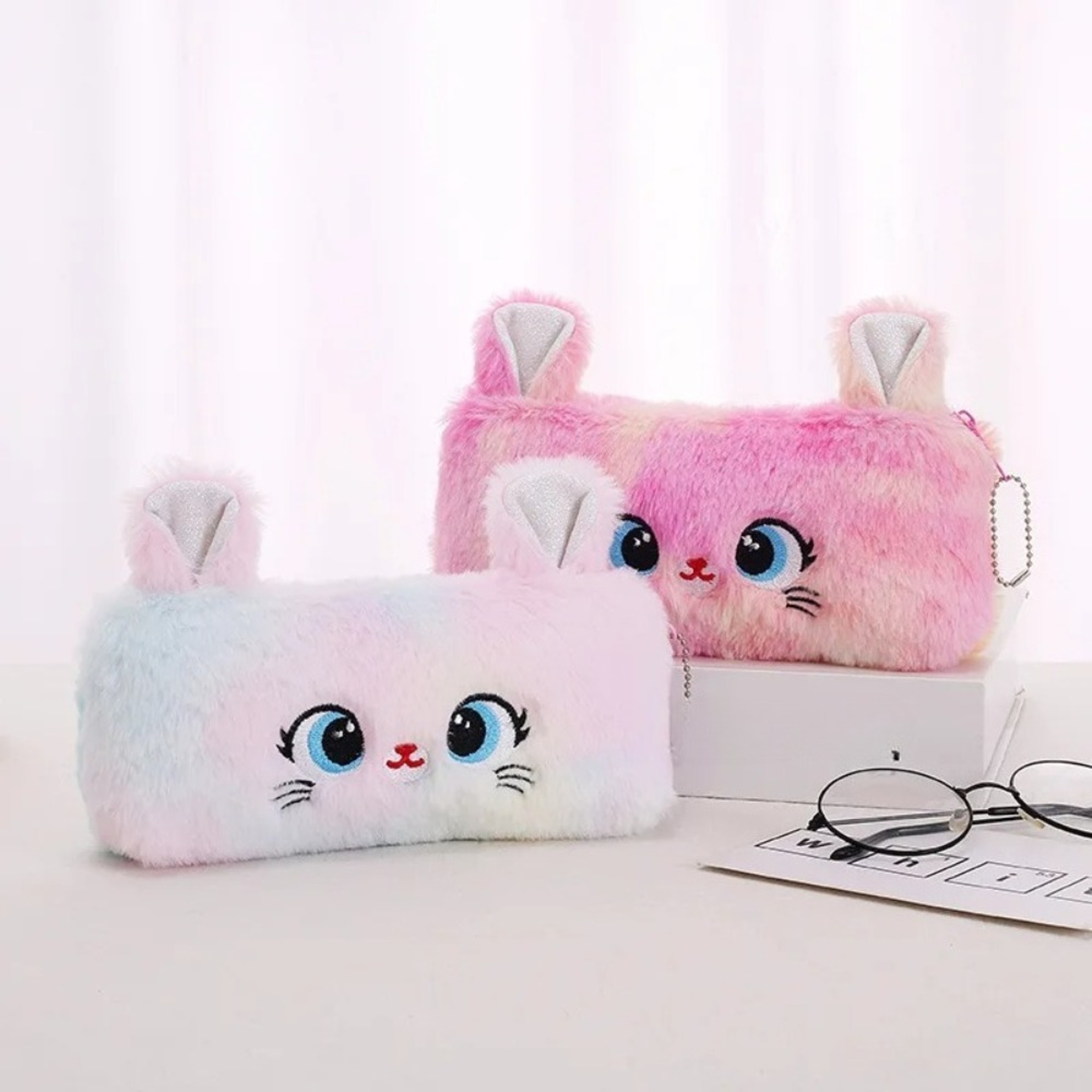 Cute Cat Plush Pencil Case Large Capacity Pencil Pouch For Girls And Kids 2