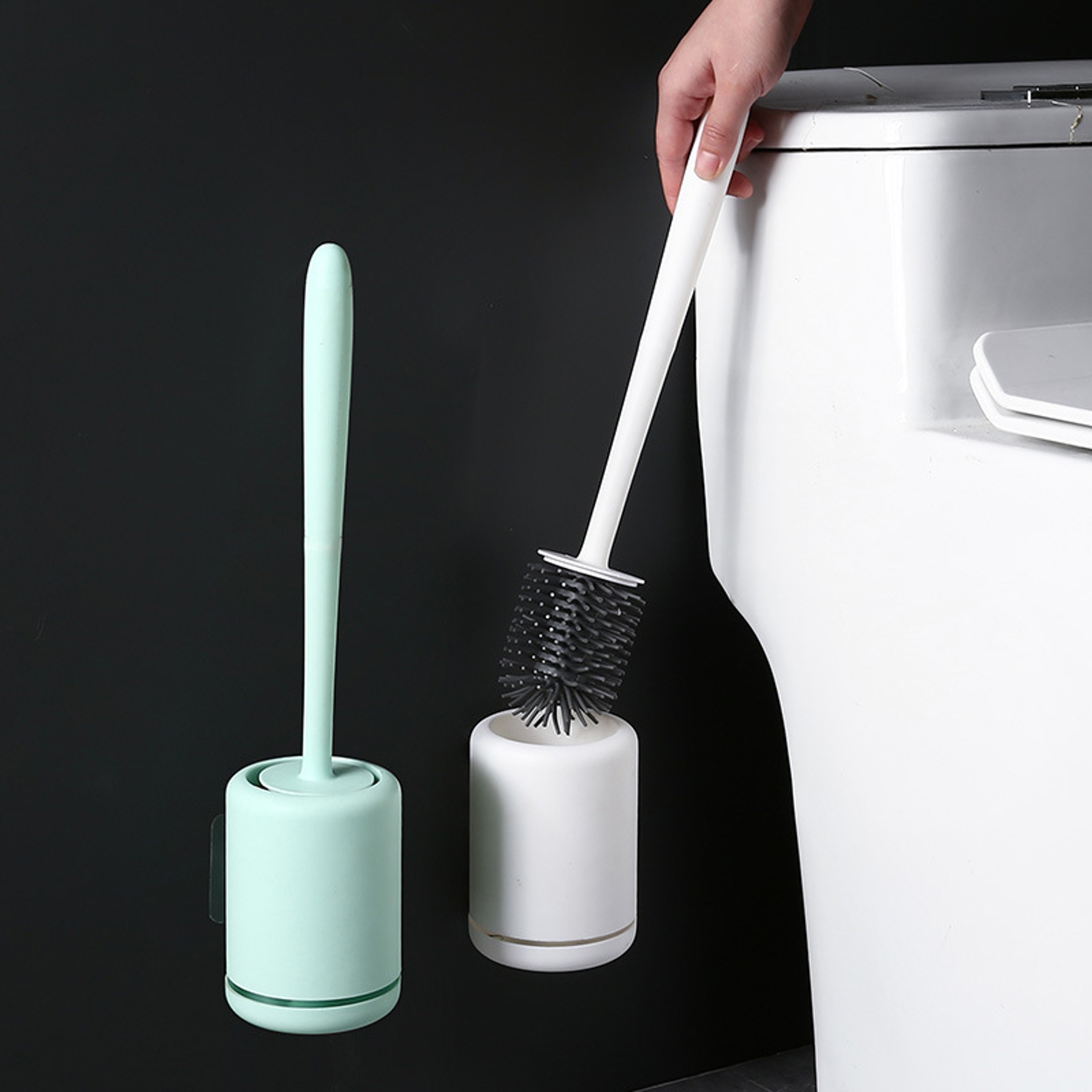 Silicone Toilet Brush with Quick Dry Wall Mount Holder – view 1