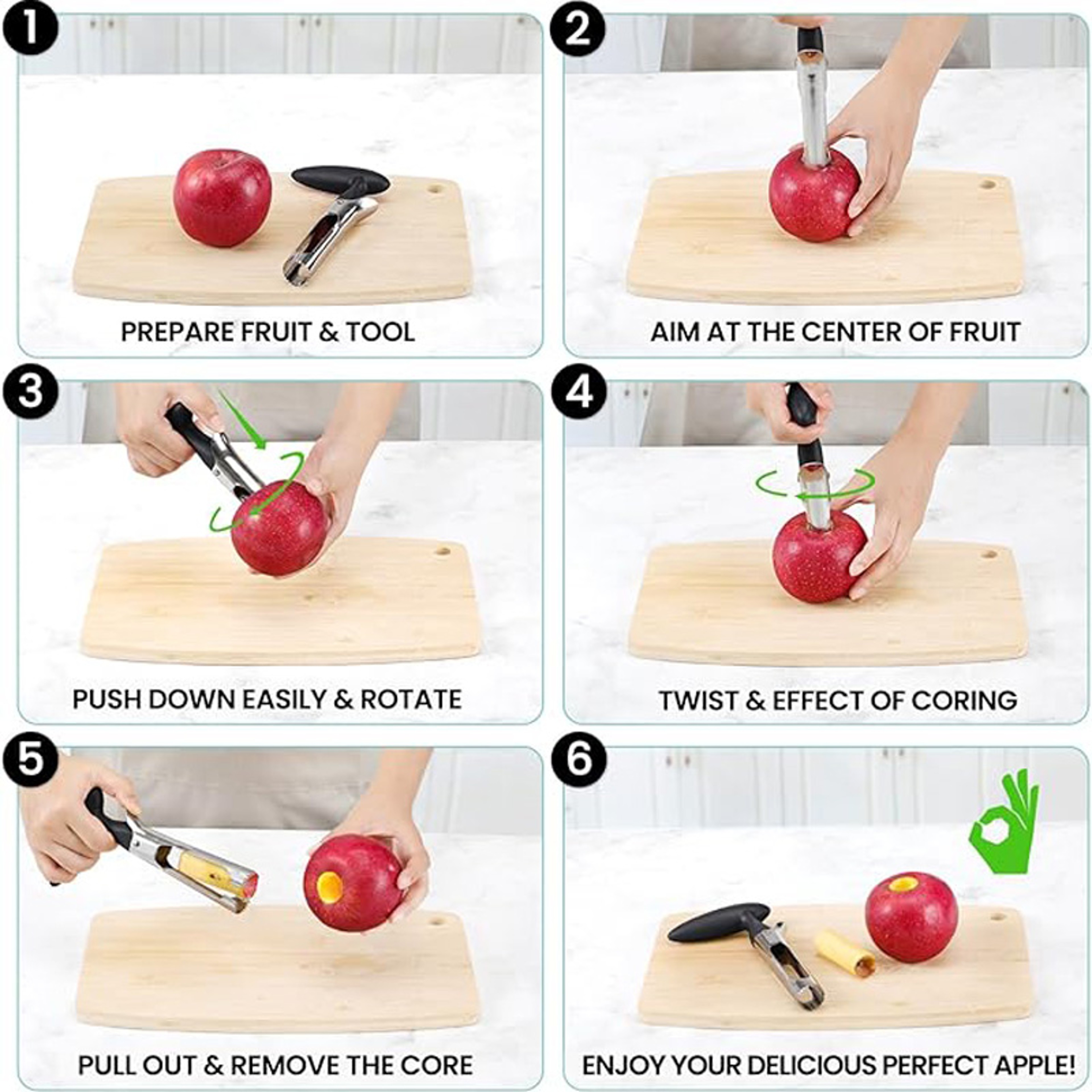 Stainless Steel Apple Corer Fruit Core Remover For Quick Easy Kitchen Prep 5
