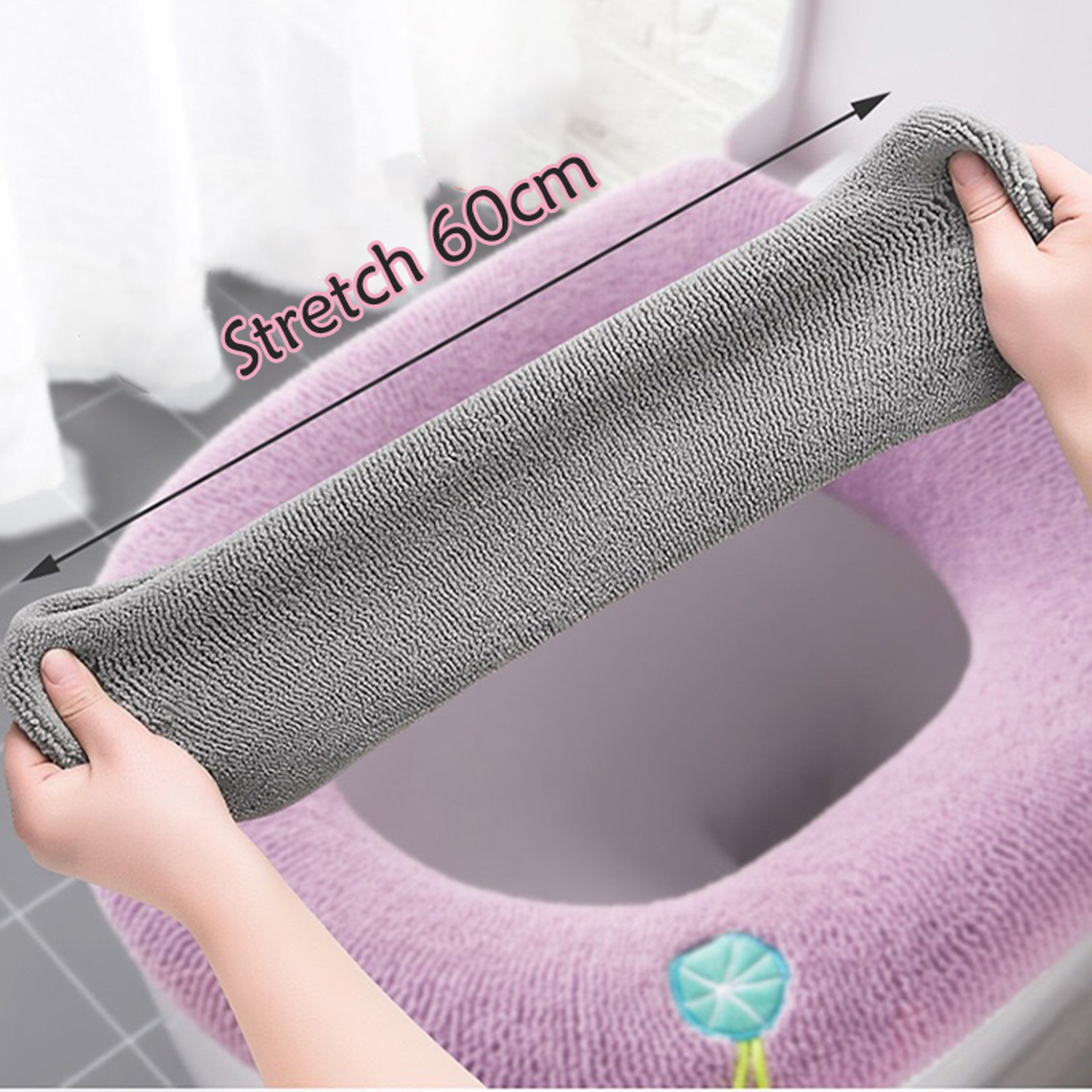 Universal Warm Toilet Seat Cover Soft Washable Pumpkin Pattern Cushion 2