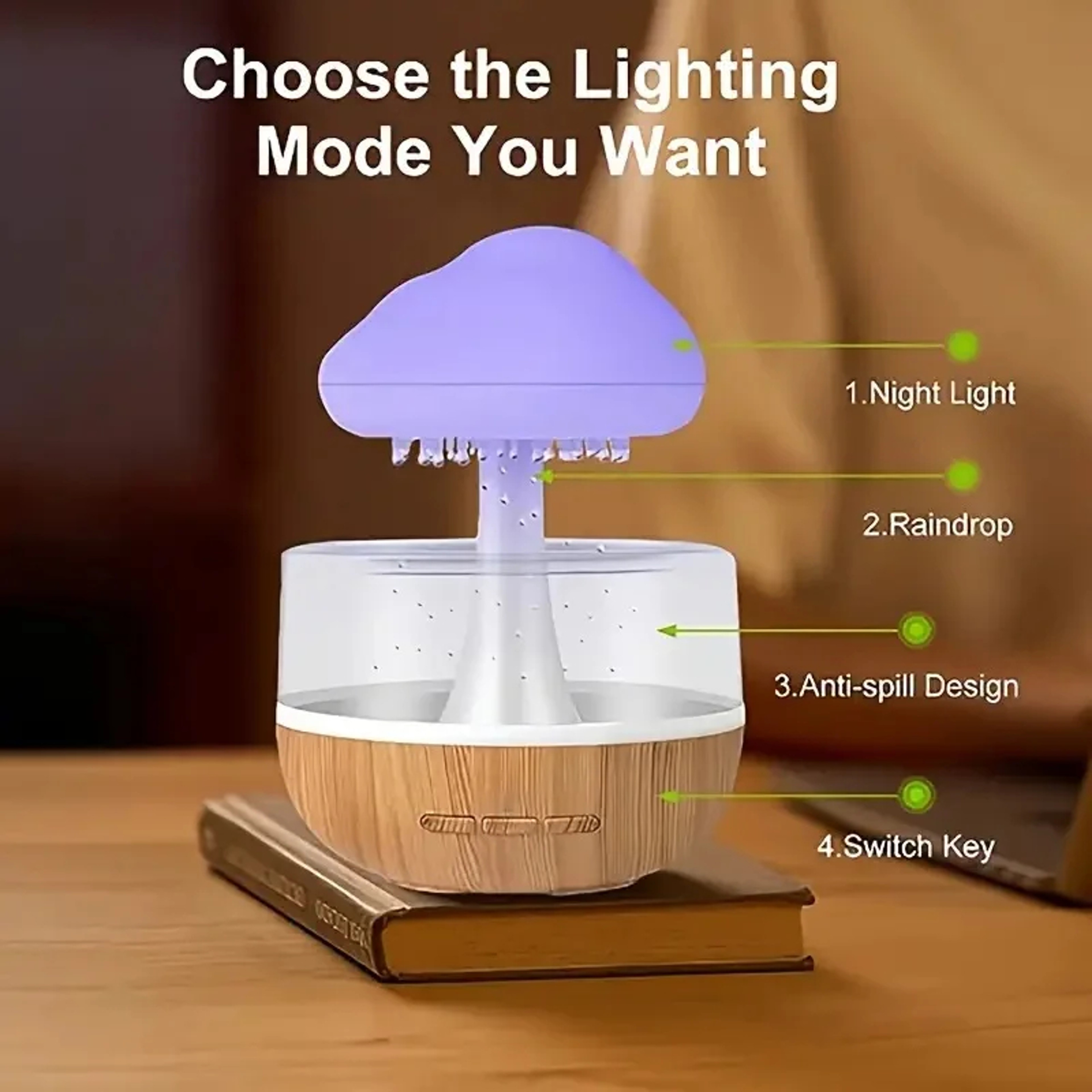 Rain Cloud Humidifier With Essential Oil Diffuser And Colorful Night Light 2