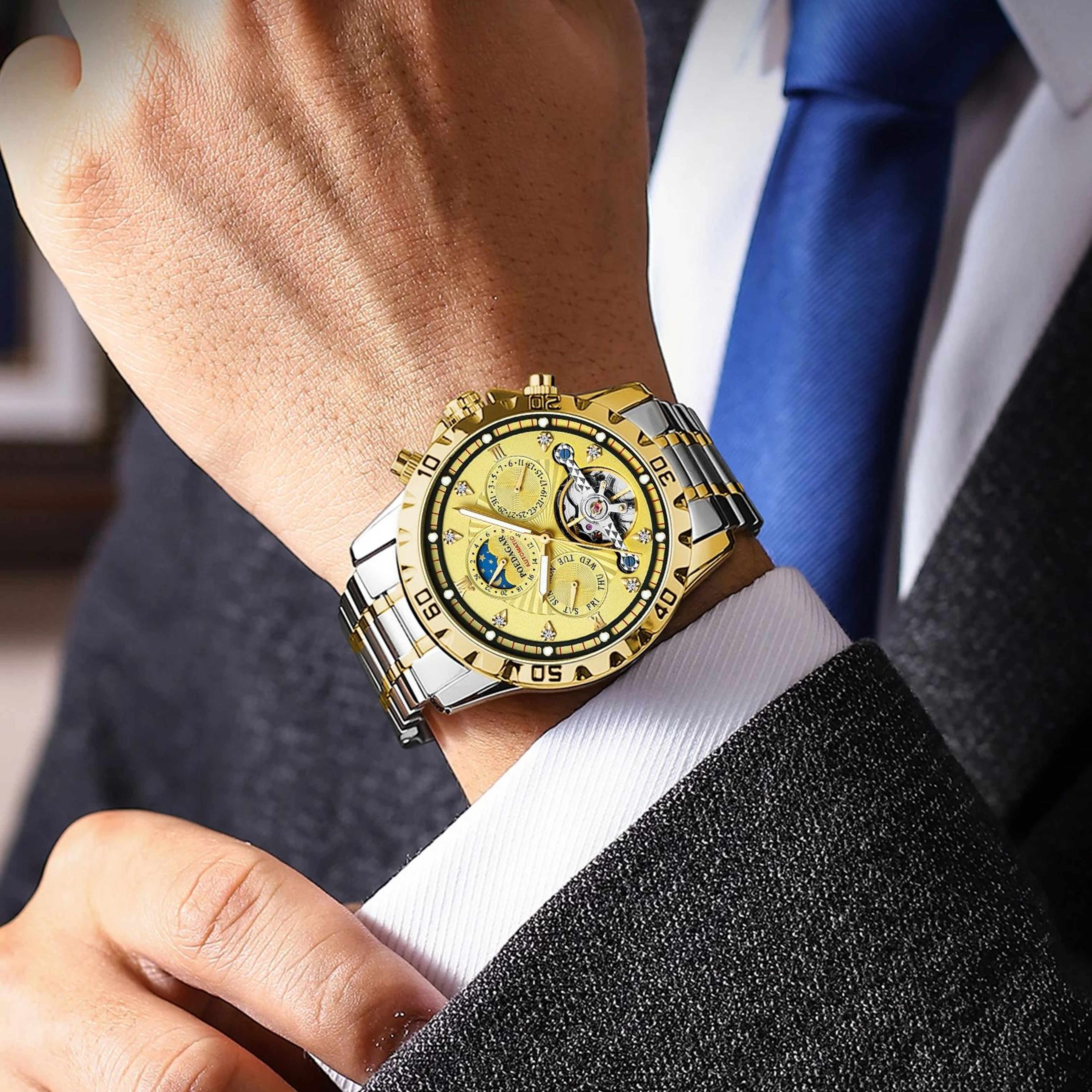 Luxury Automatic Mechanical Watch for Men Hollow Tourbillon Waterproof Luminous Watch – view 5