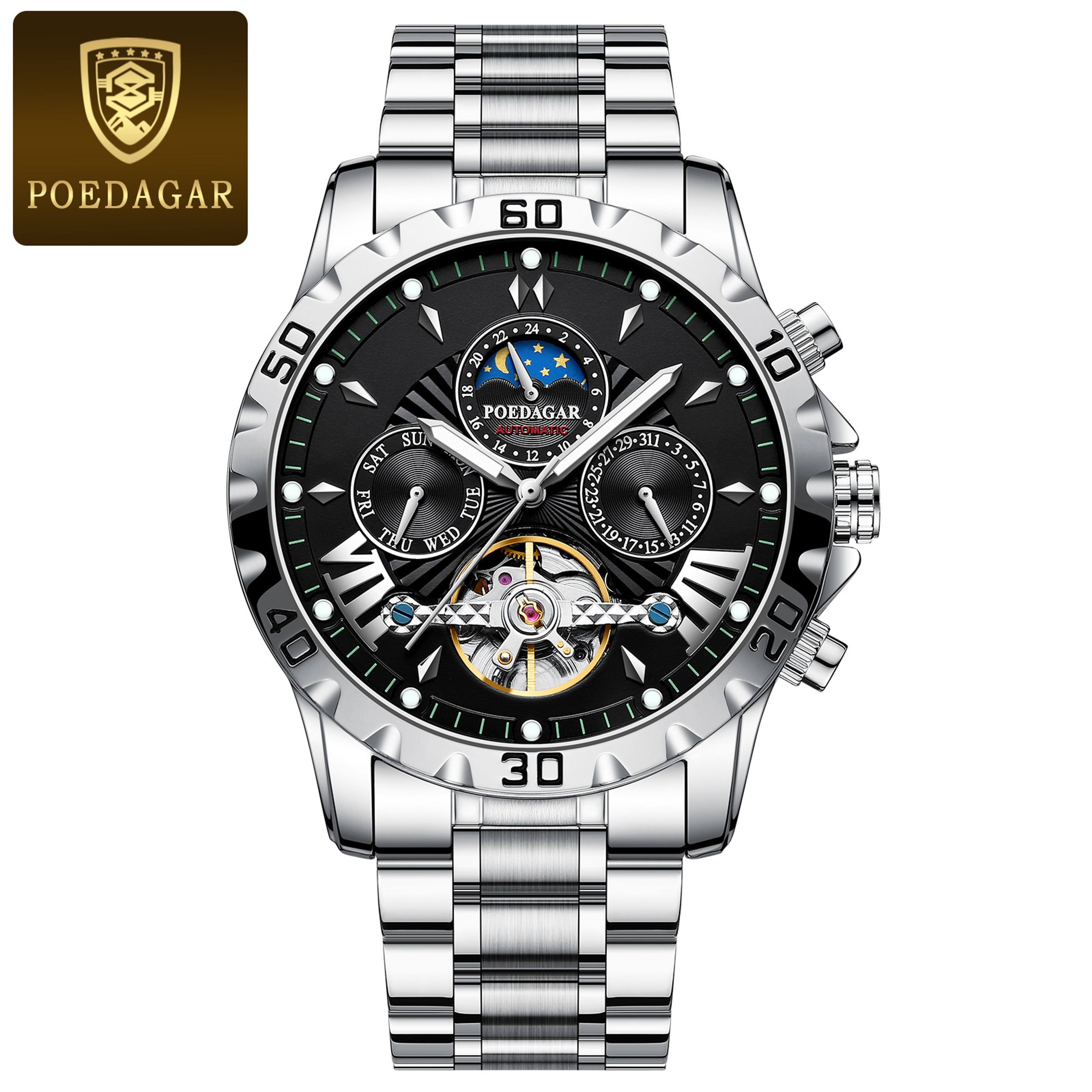 Luxury Automatic Mechanical Watch for Men Hollow Tourbillon Waterproof Luminous Watch – view 11