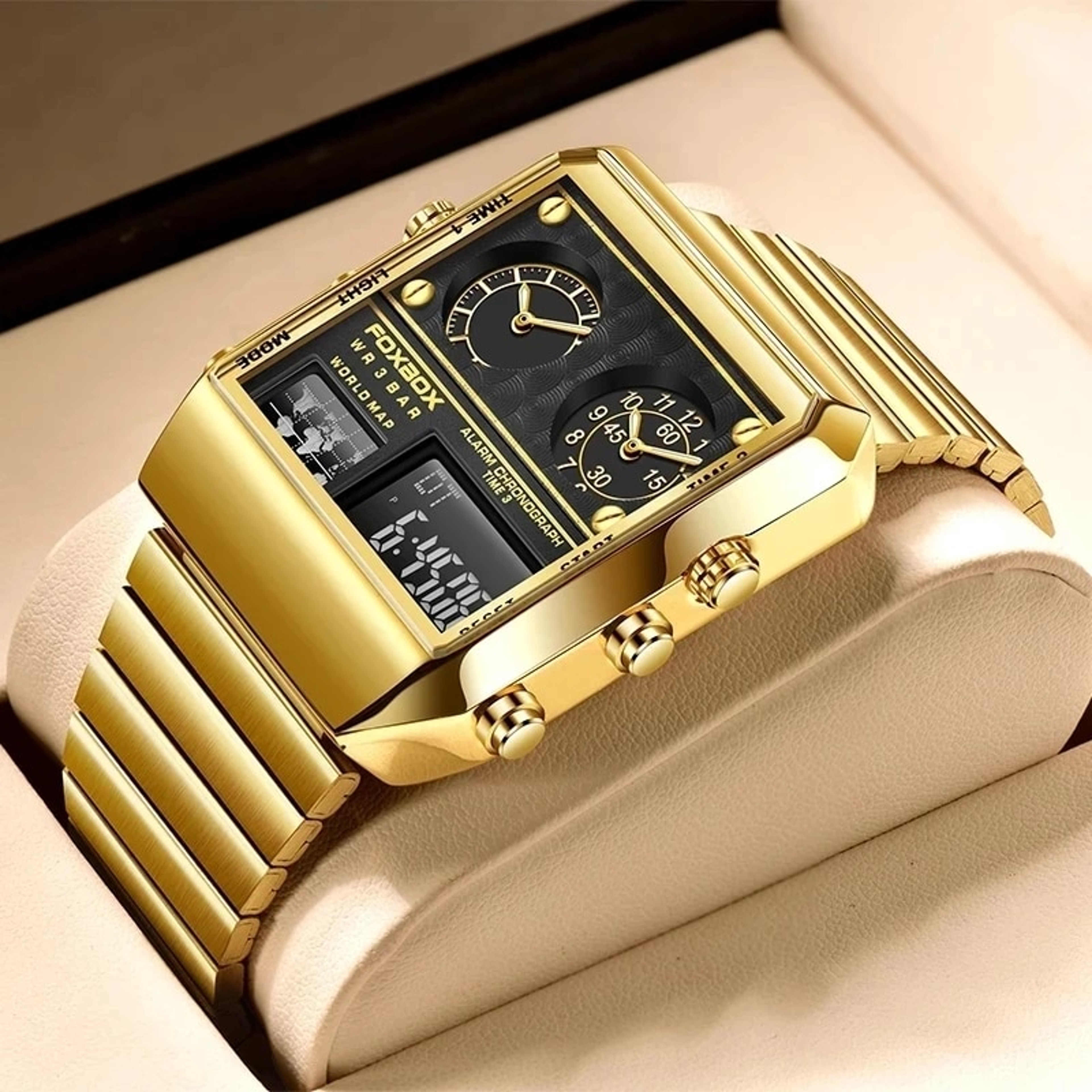 FOXBOX Square Dual Display Watch for Men Waterproof Analog Digital Sports Watch – view 1