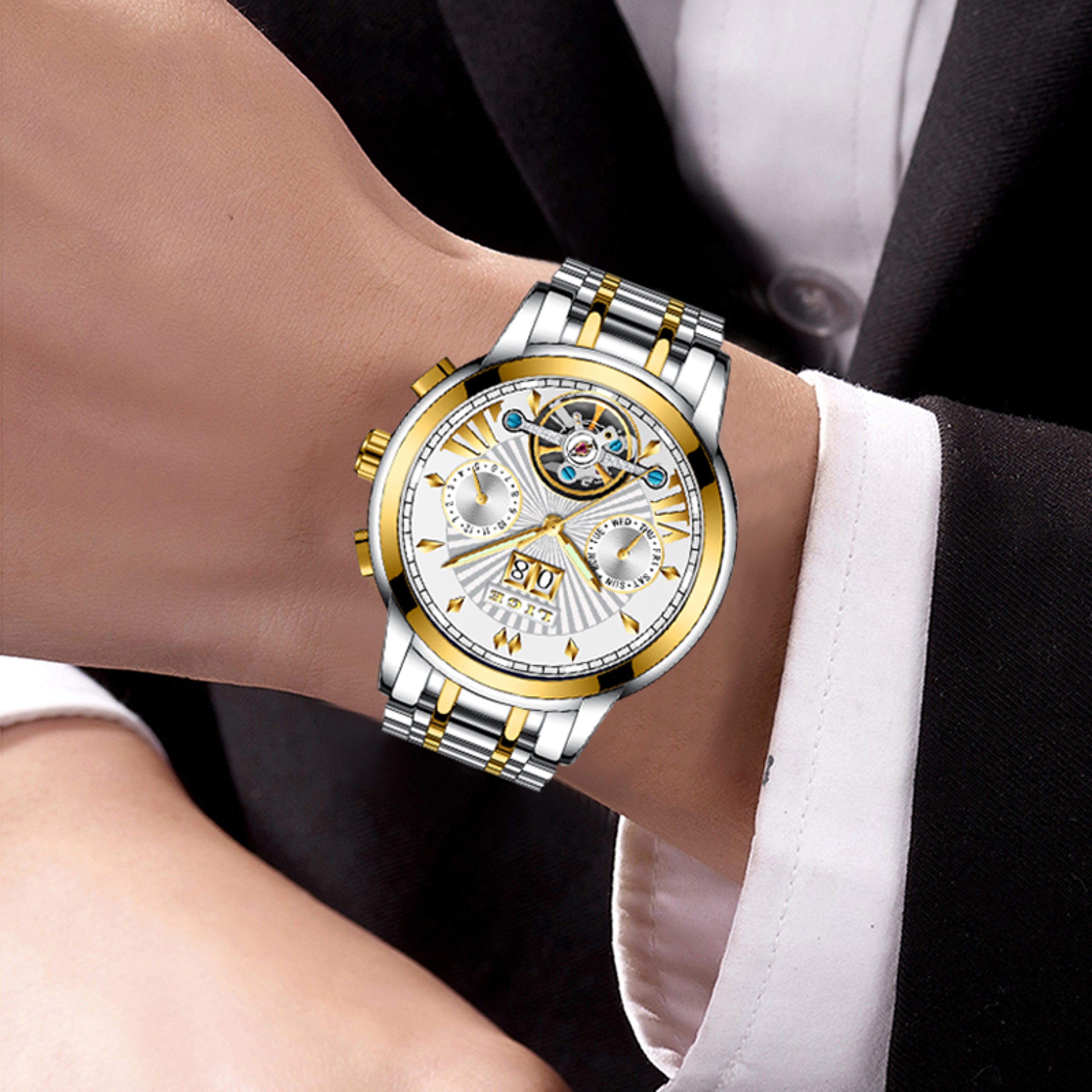 Luxury Automatic Mechanical Tourbillon Waterproof Watch For Men 4