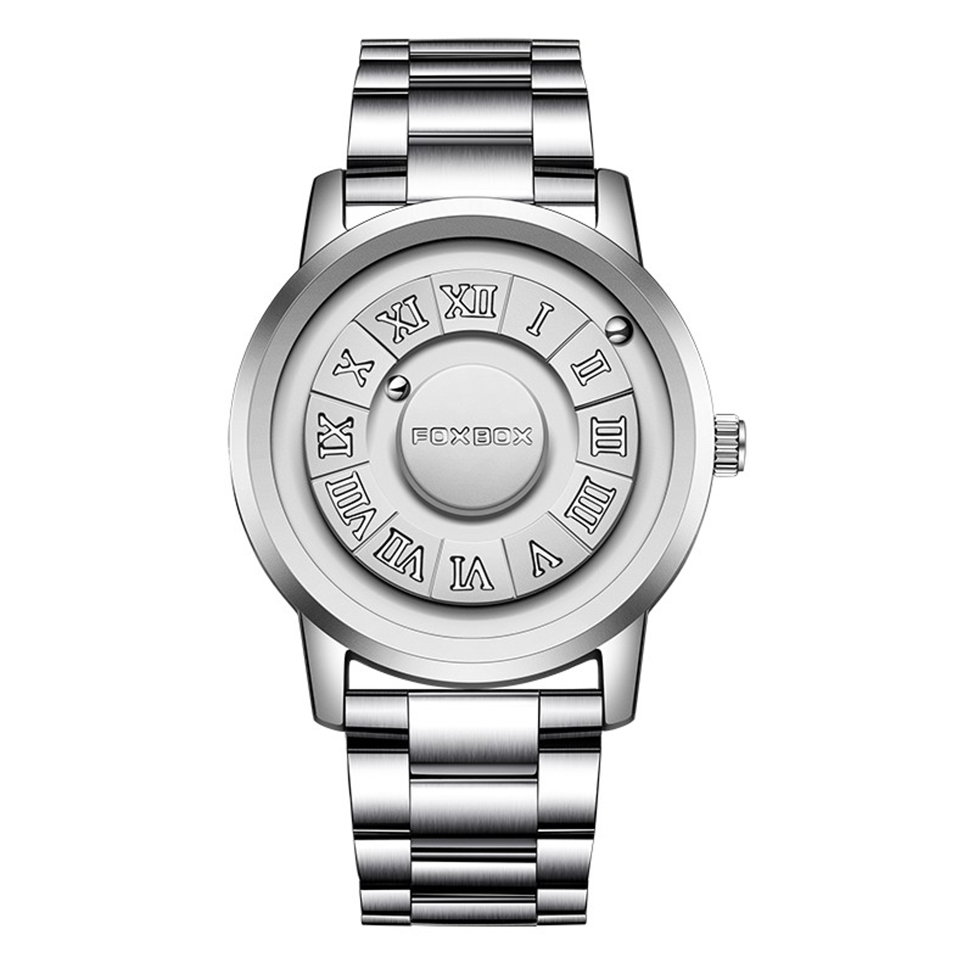Magnetic Rolling Pointer Leather Quartz Watch For Men 18