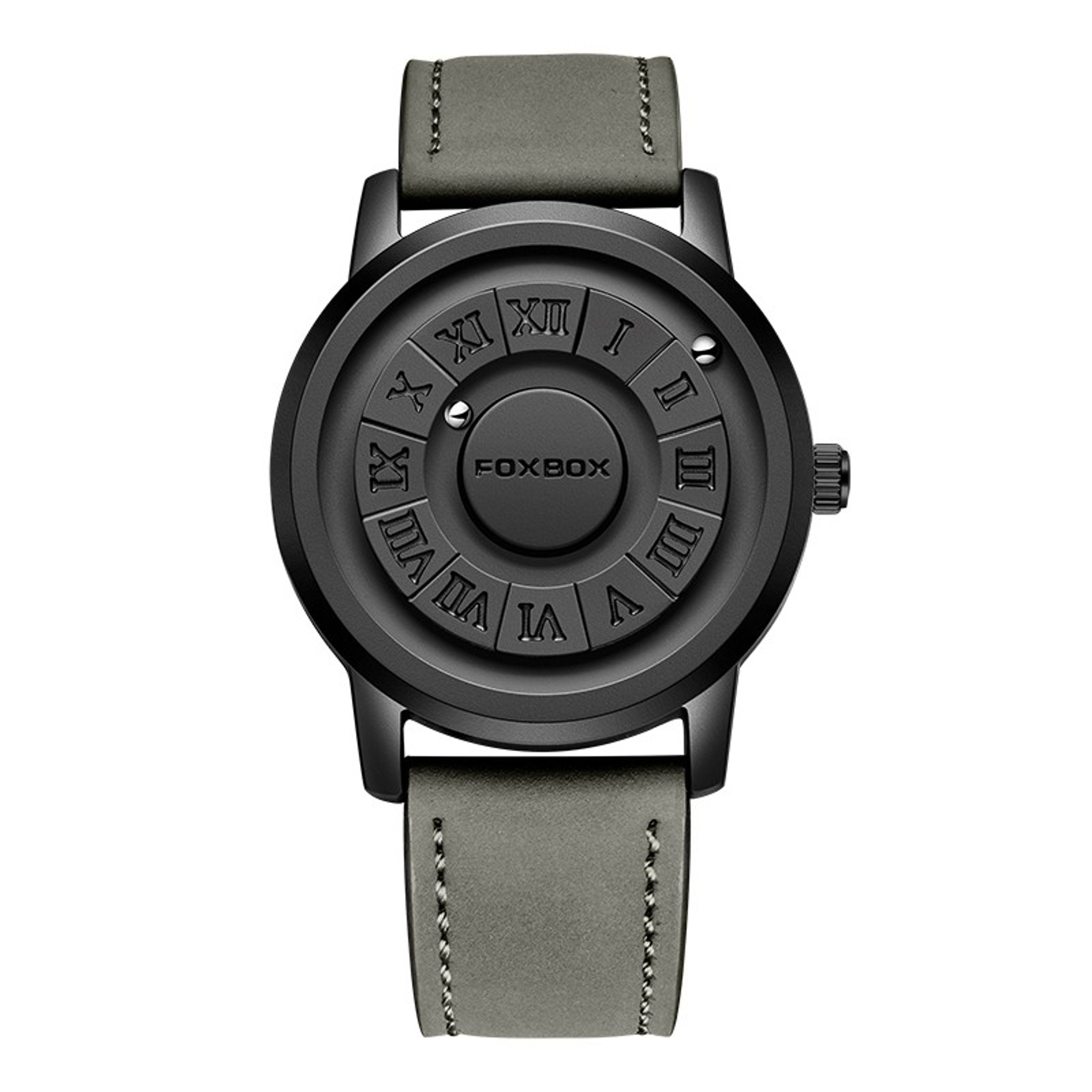 Magnetic Rolling Pointer Leather Quartz Watch For Men 20