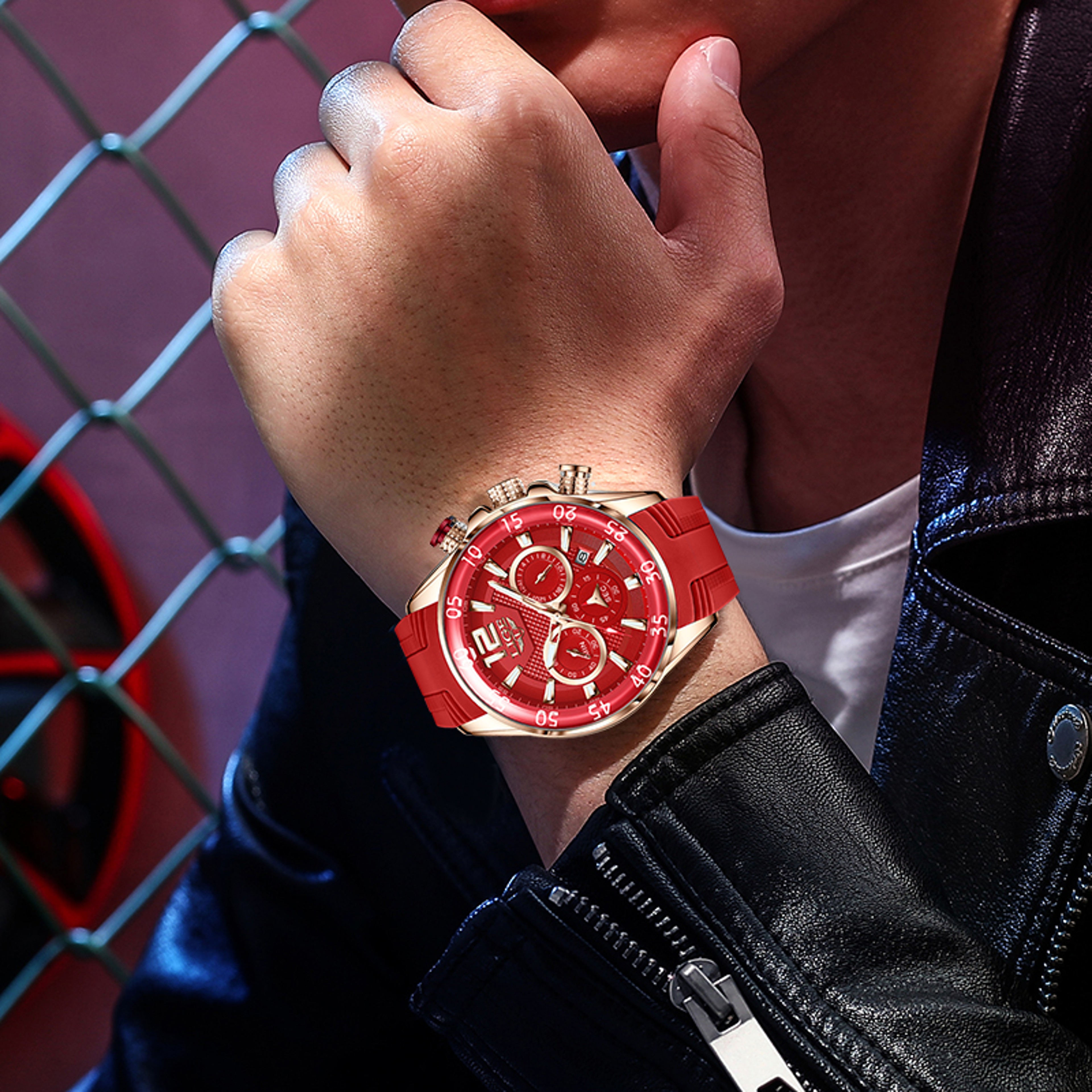 Waterproof Chronograph Watch With Luminous Dial And Silicone Strap 4