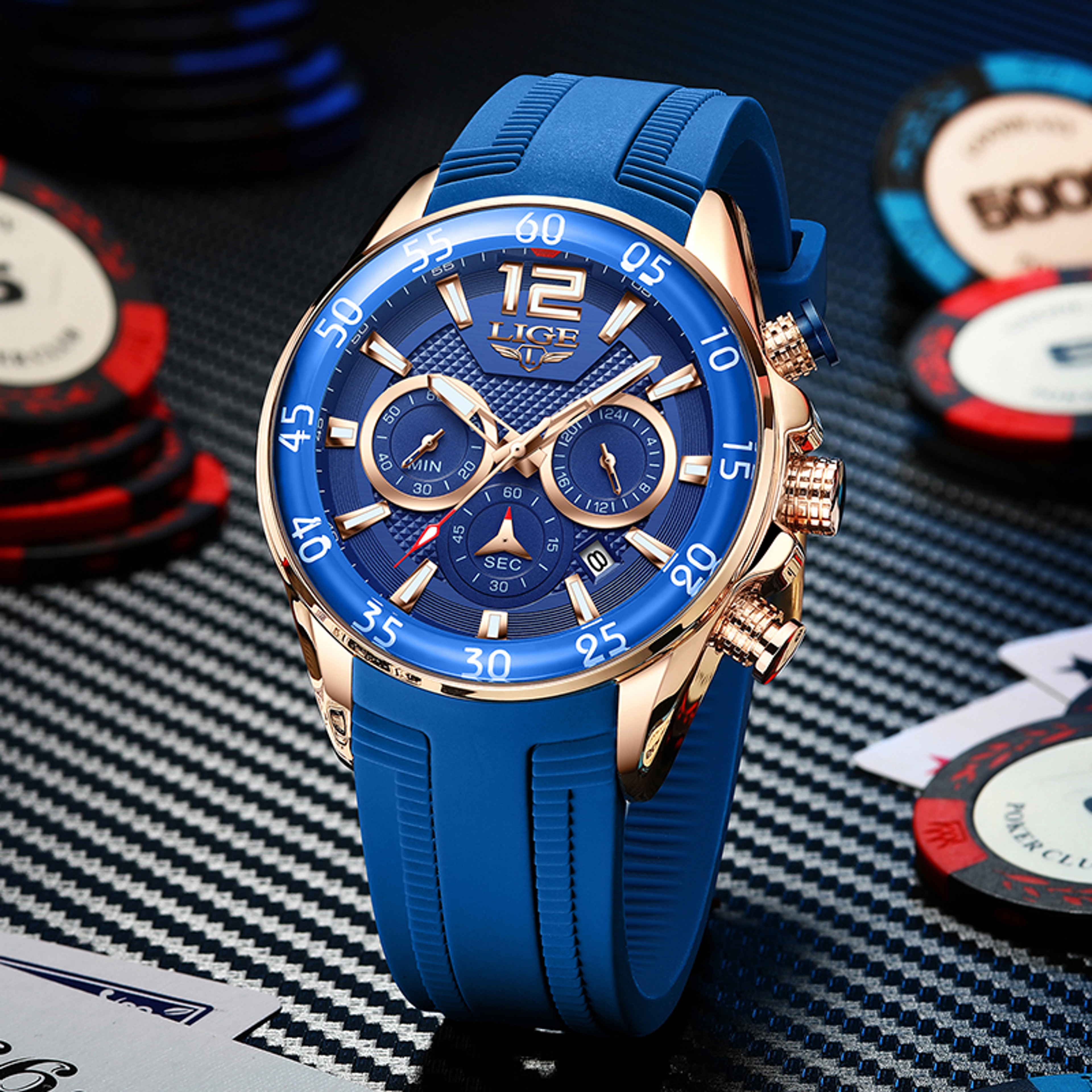 Waterproof Chronograph Watch With Luminous Dial And Silicone Strap 10