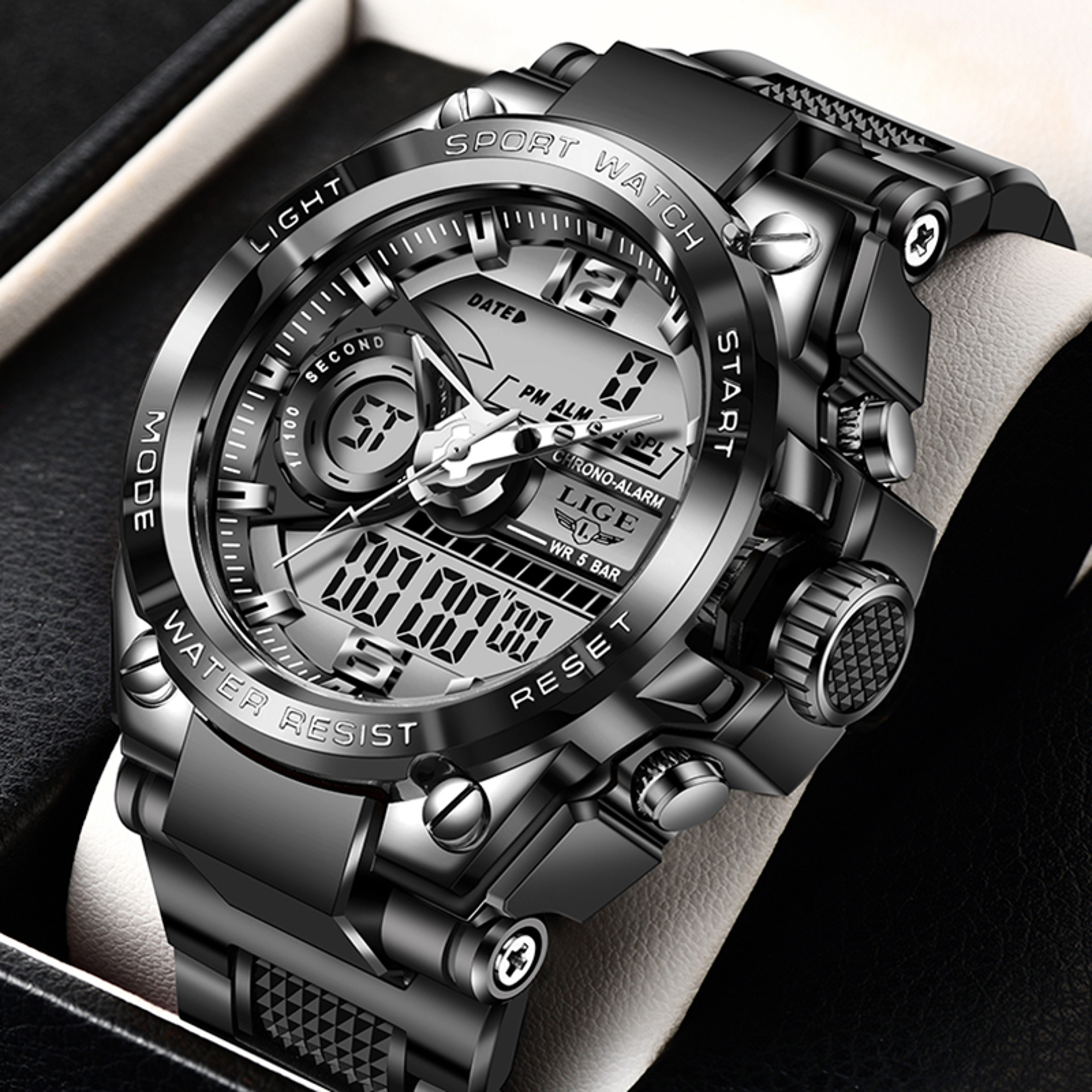 Waterproof Military Watch for Men with LED Dual Display and Sport Chronograph – view 9