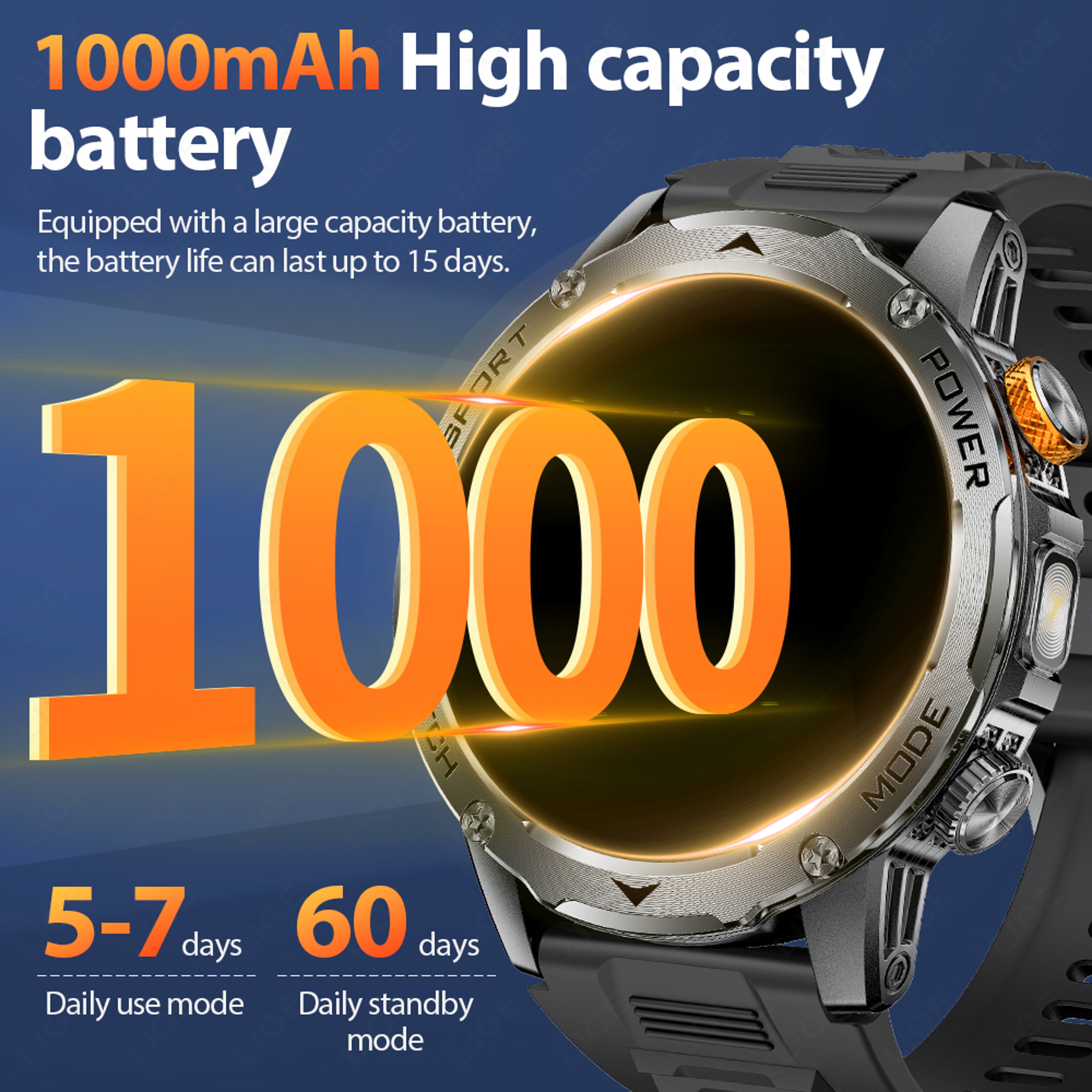 AMOLED Smart Watch For Men With Bluetooth Calling Battery And LED Flashlight 1