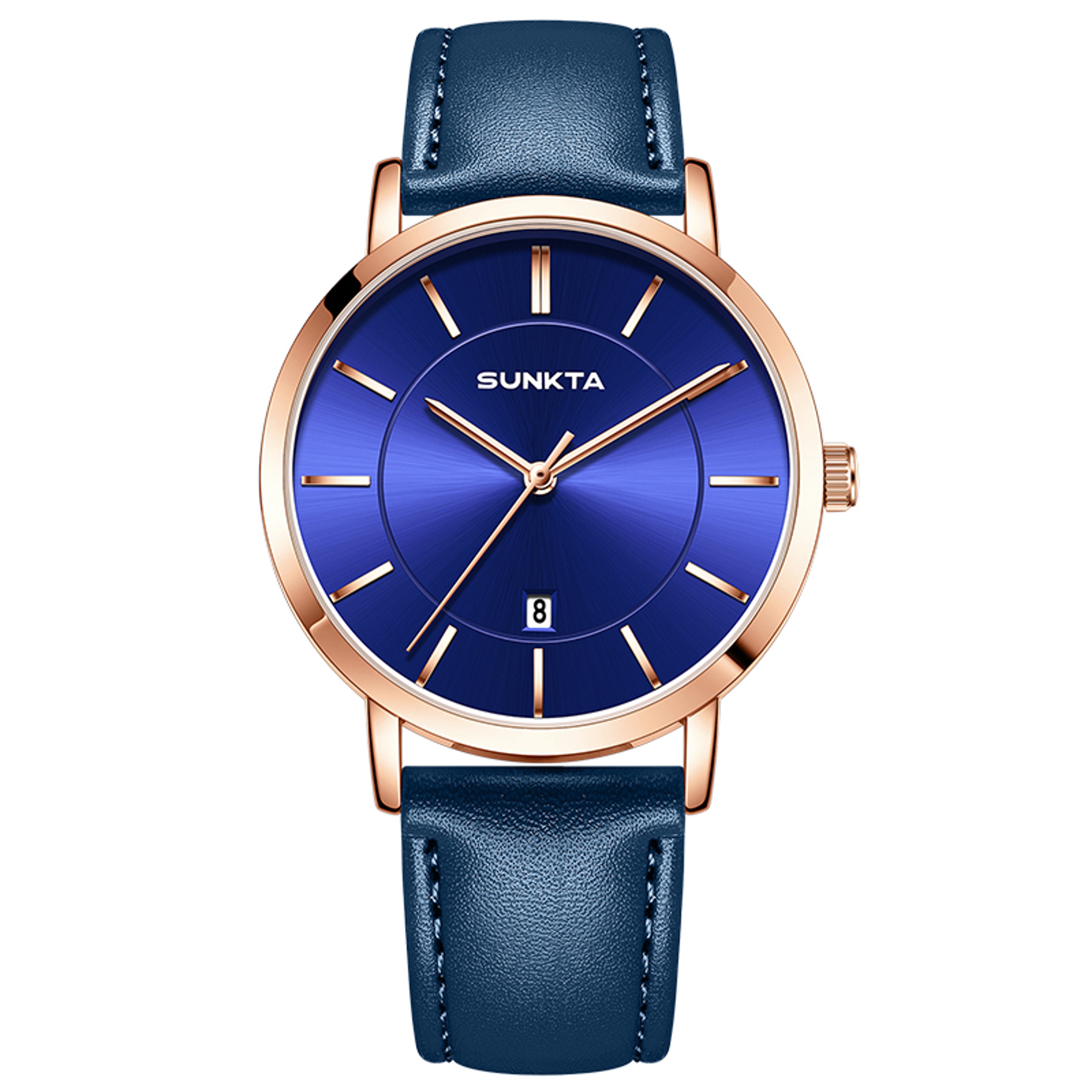 Waterproof Men Quartz Watch with Orange Leather Strap for Casual Sports Style – view 12
