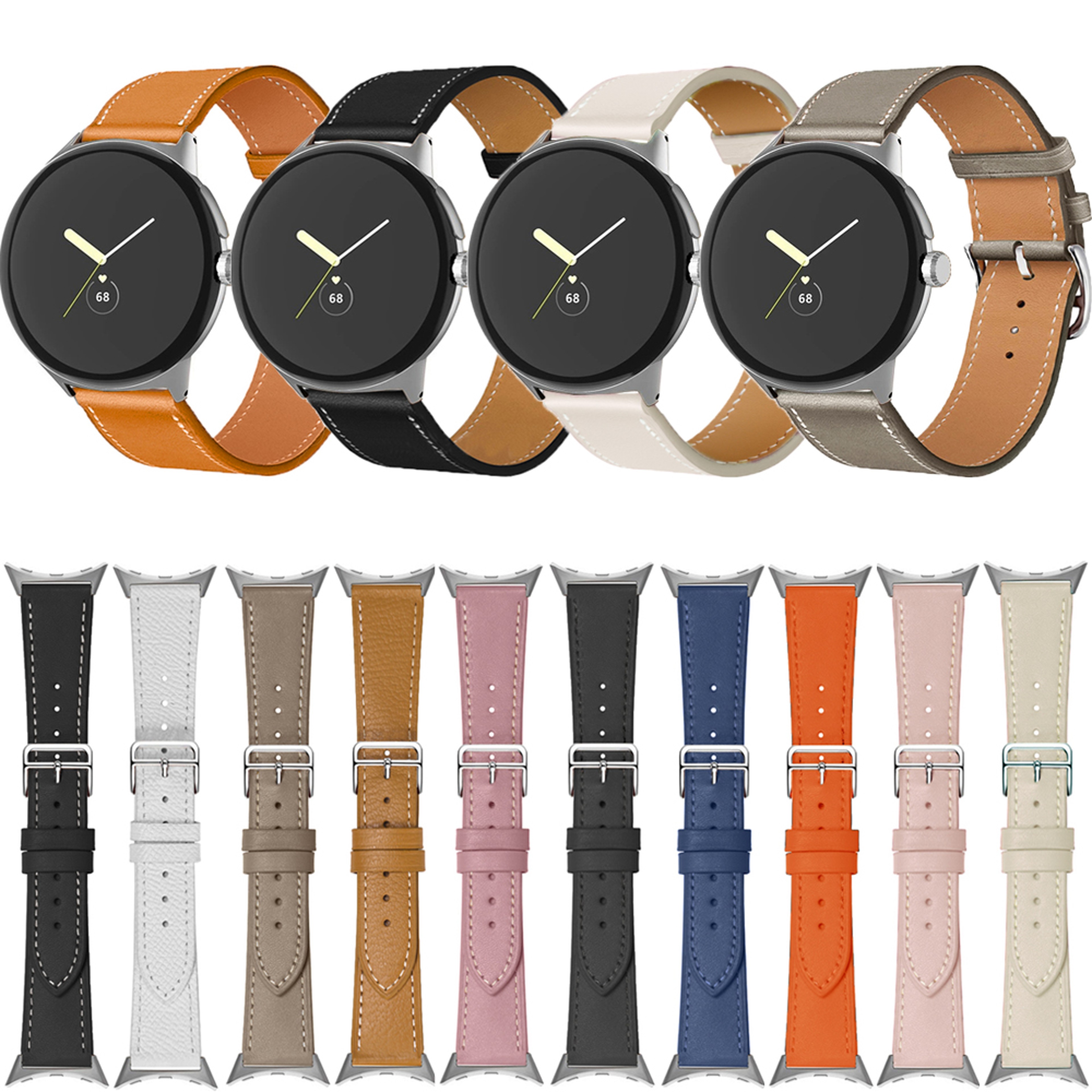 Premium Leather Google Pixel Watch Band Adjustable Replacement Strap for Pixel Watch – view 1