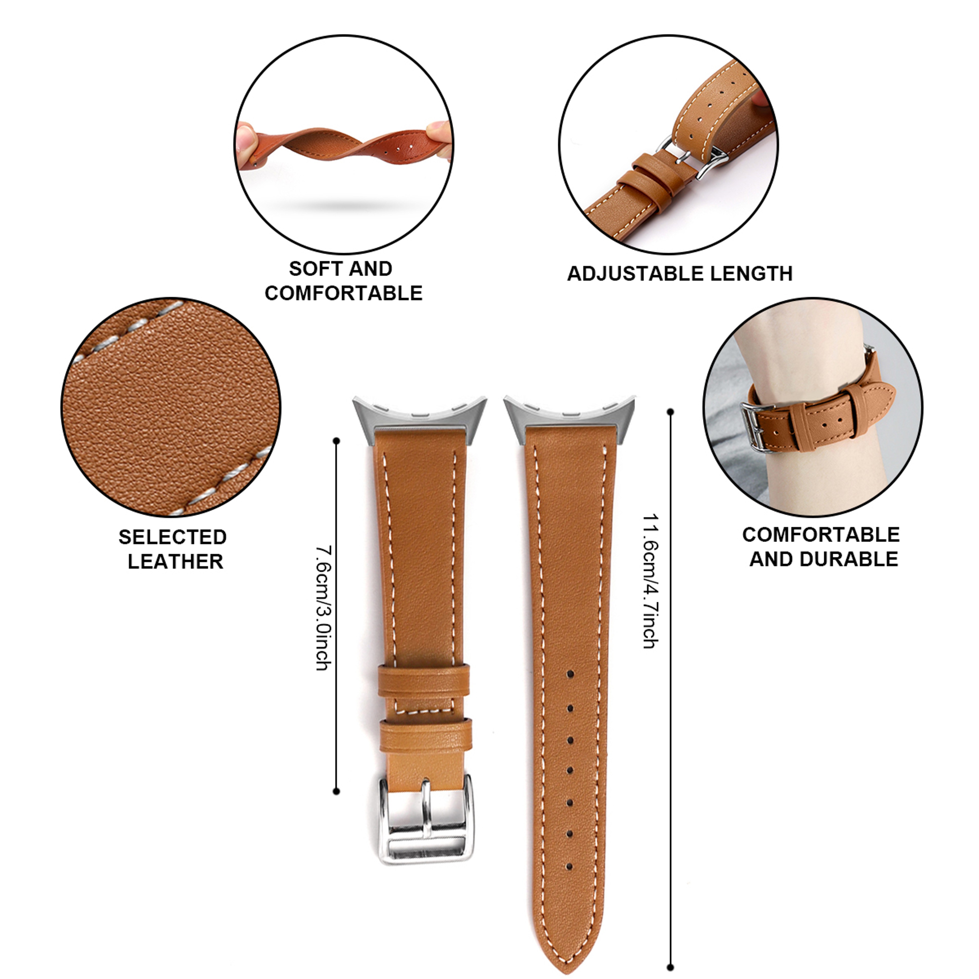 Premium Leather Google Pixel Watch Band Adjustable Replacement Strap for Pixel Watch – view 5
