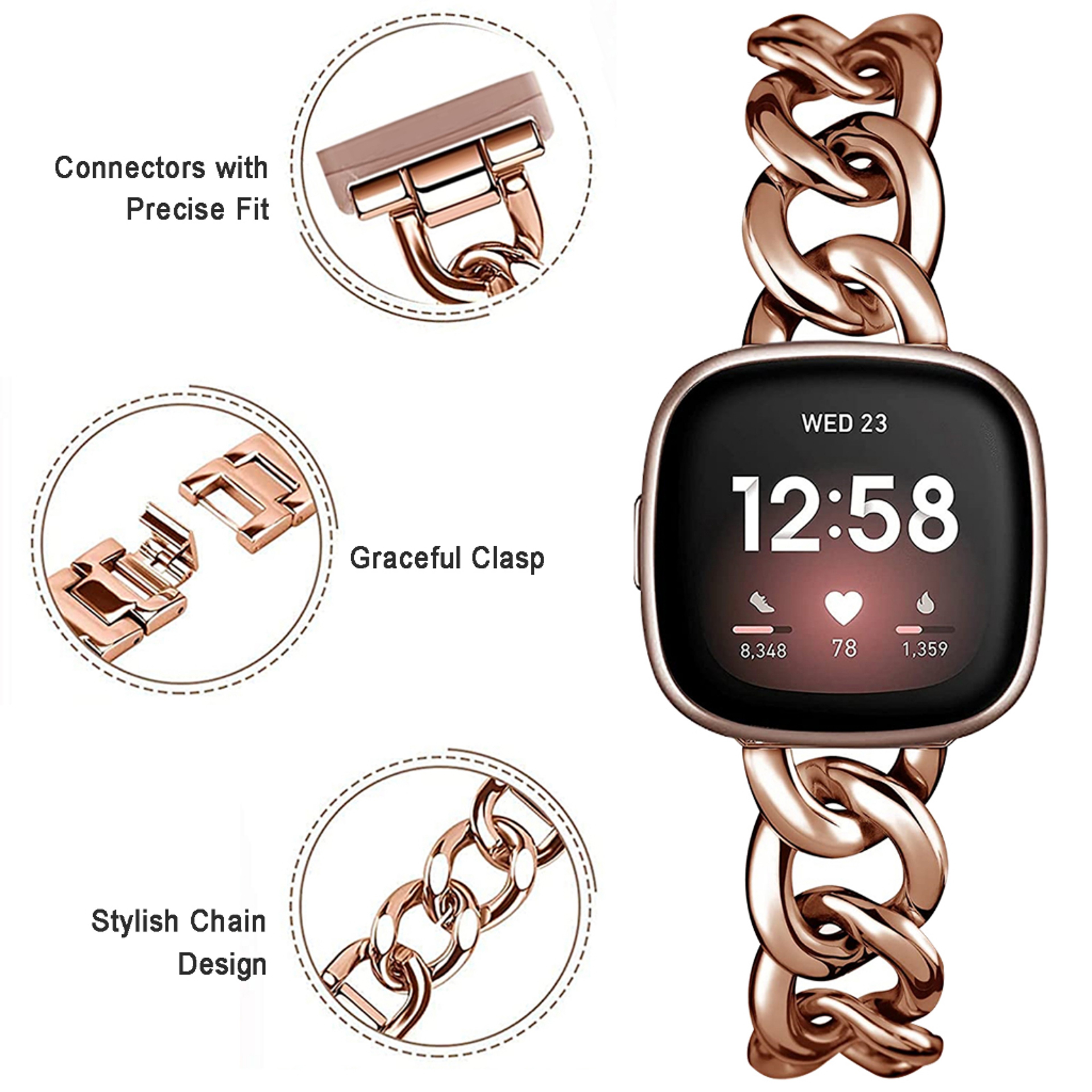 Fitbit Versa Metal Chain Band Elegant Replacement Strap for Fitbit Sense and Versa – view 4